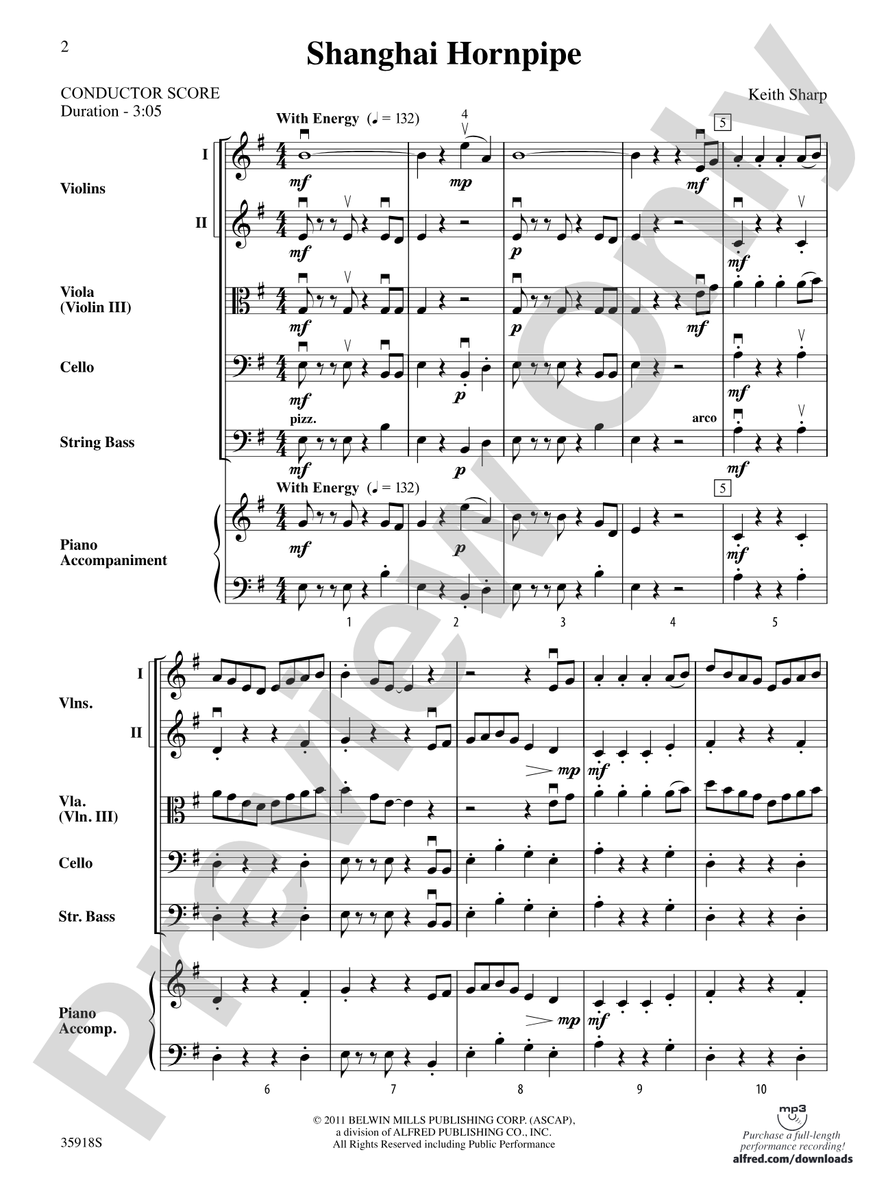Shanghai Hornpipe: String Orchestra Conductor Score & Parts