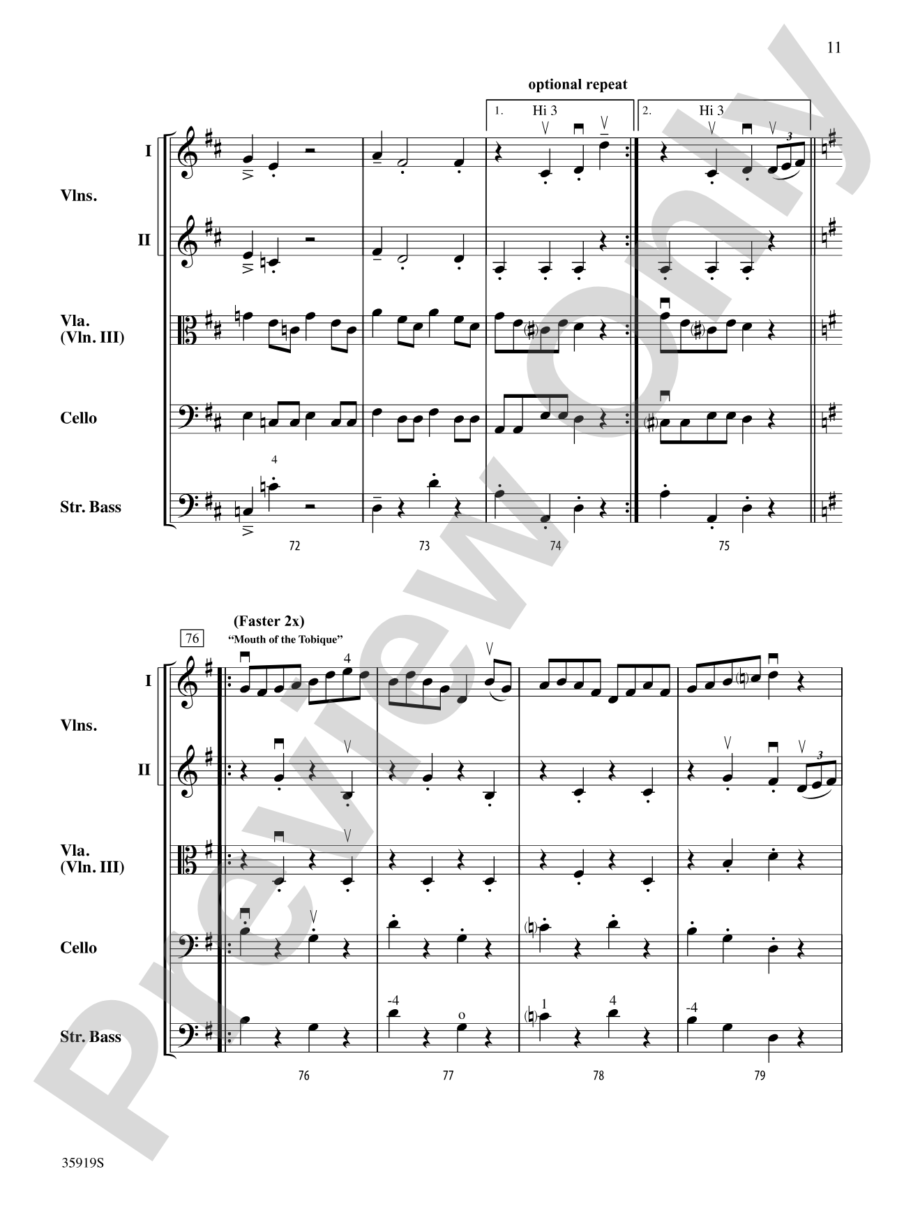 Dionne Reel and Mouth of the Tobique: String Orchestra Conductor Score & Parts