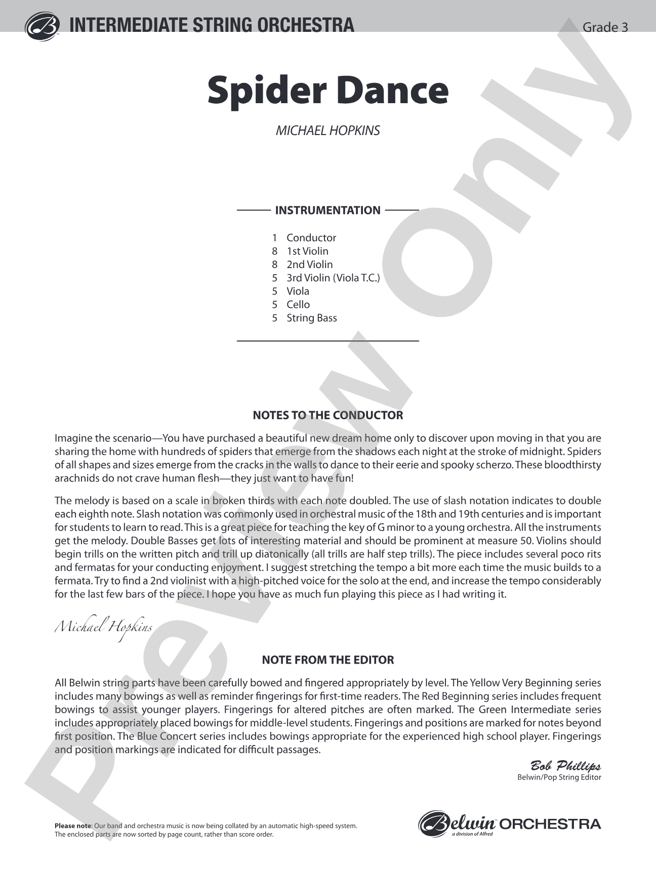 Spider Dance: String Orchestra Conductor Score & Parts