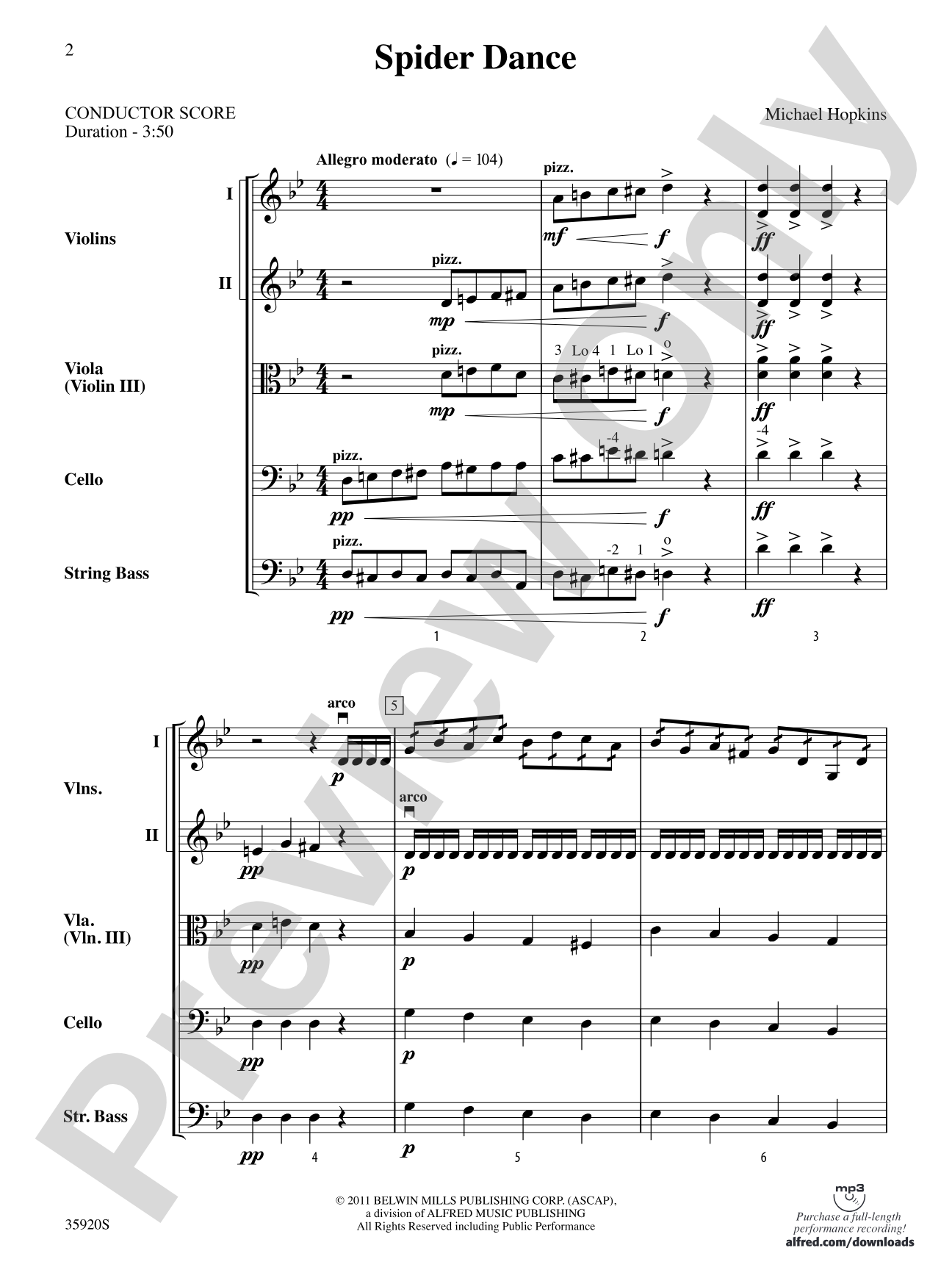 Spider Dance: String Orchestra Conductor Score & Parts