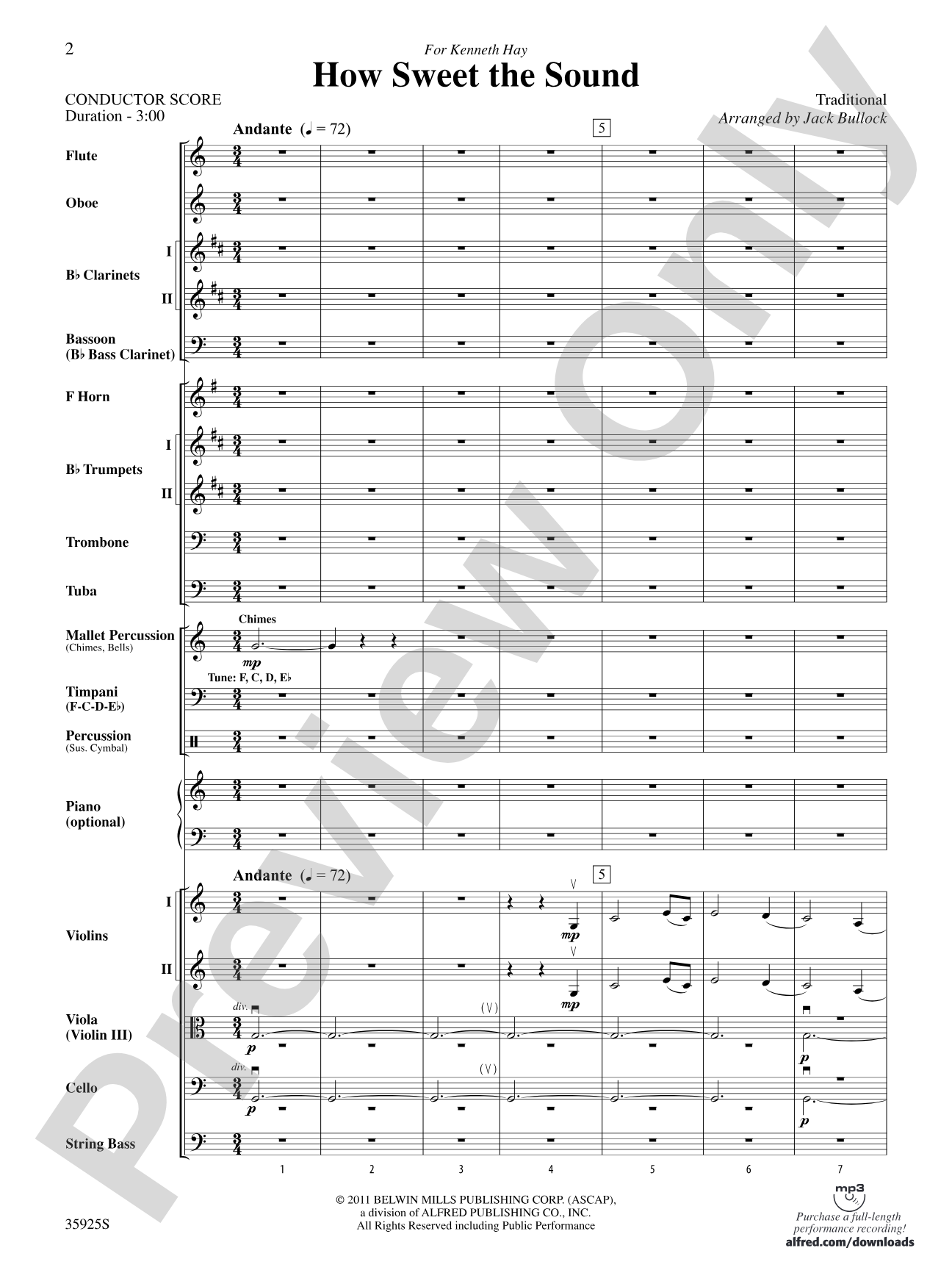 How Sweet the Sound: Full Orchestra Conductor Score & Parts