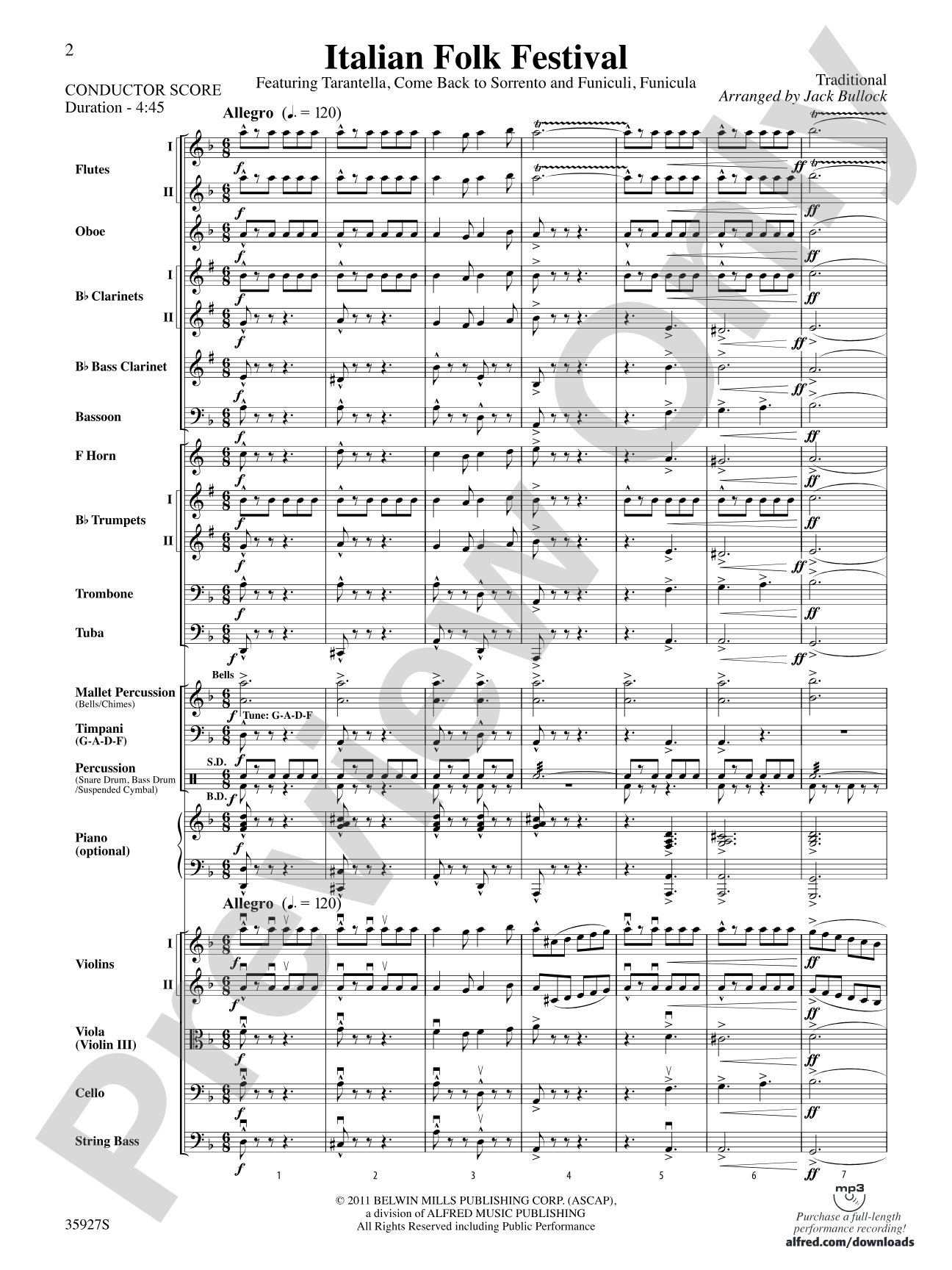 Italian Folk Festival: Full Orchestra Conductor Score & Parts