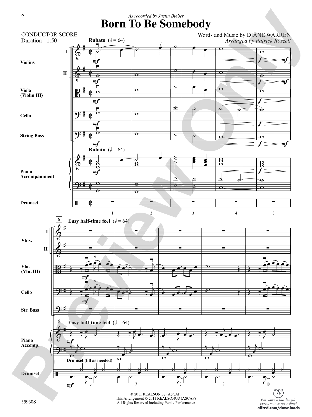 Born to Be Somebody: String Orchestra Conductor Score & Parts