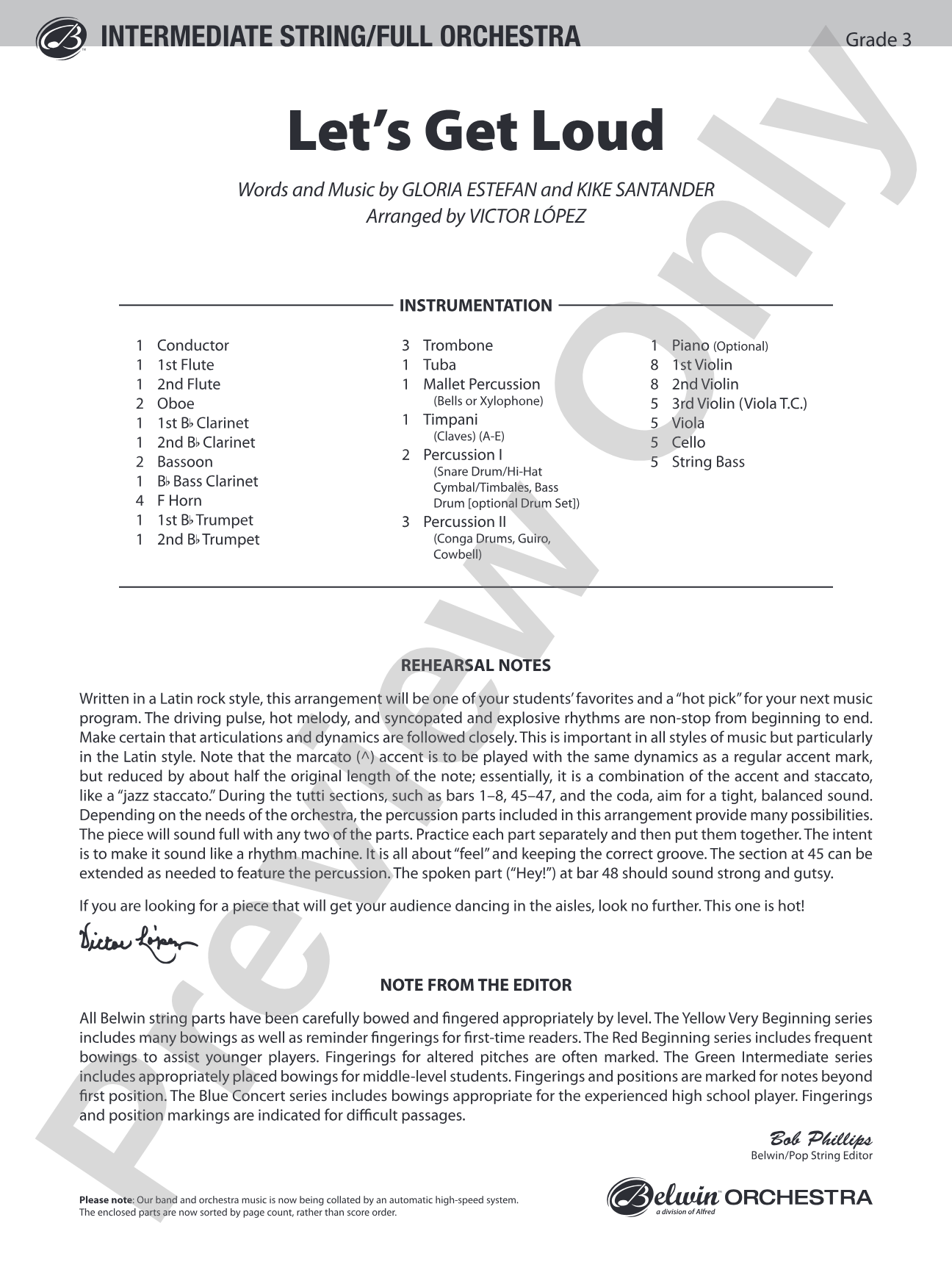 Let's Get Loud: Full Orchestra Conductor Score & Parts