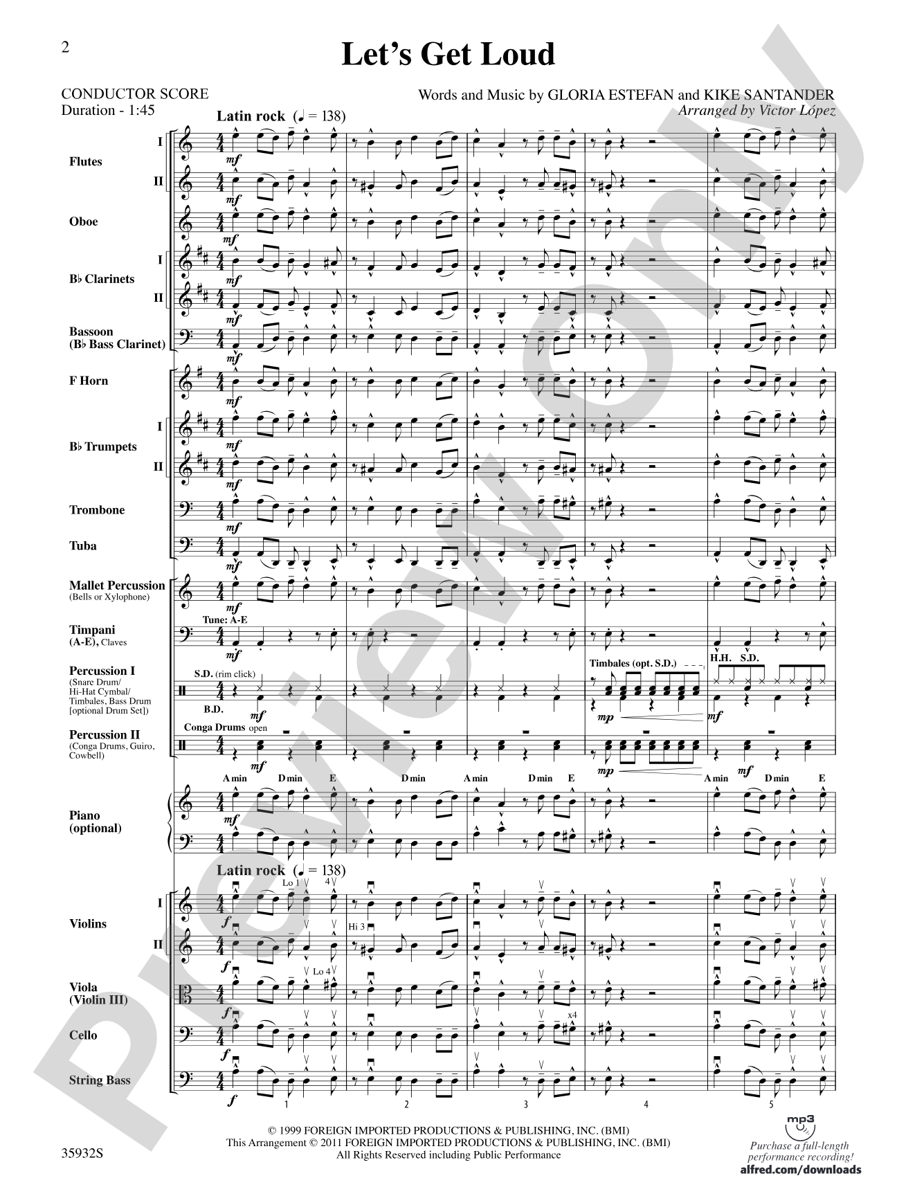 Let's Get Loud: Full Orchestra Conductor Score & Parts