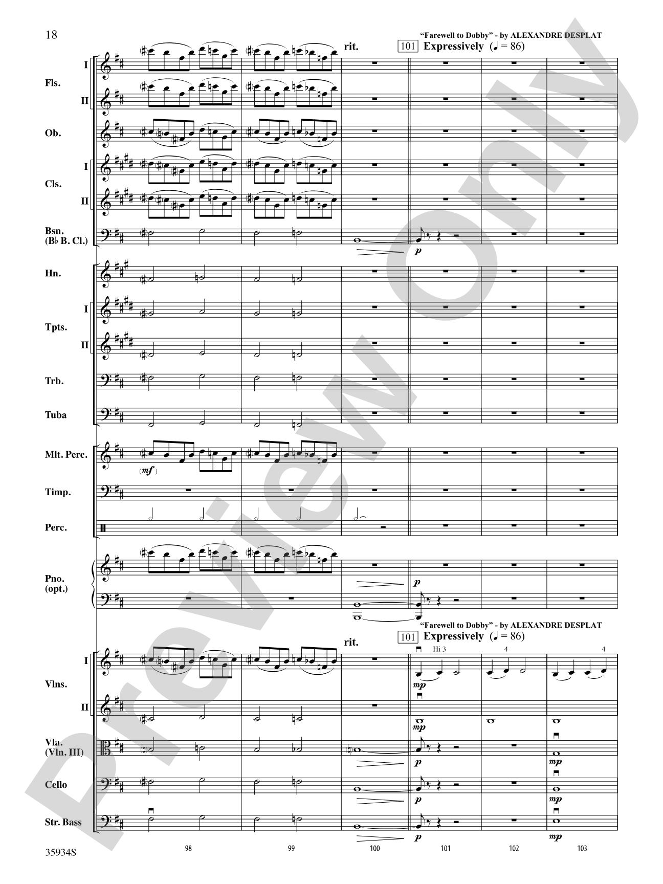 Harry Potter and the Deathly Hallows, Part 1, Selections from: Full Orchestra Conductor Score & Parts