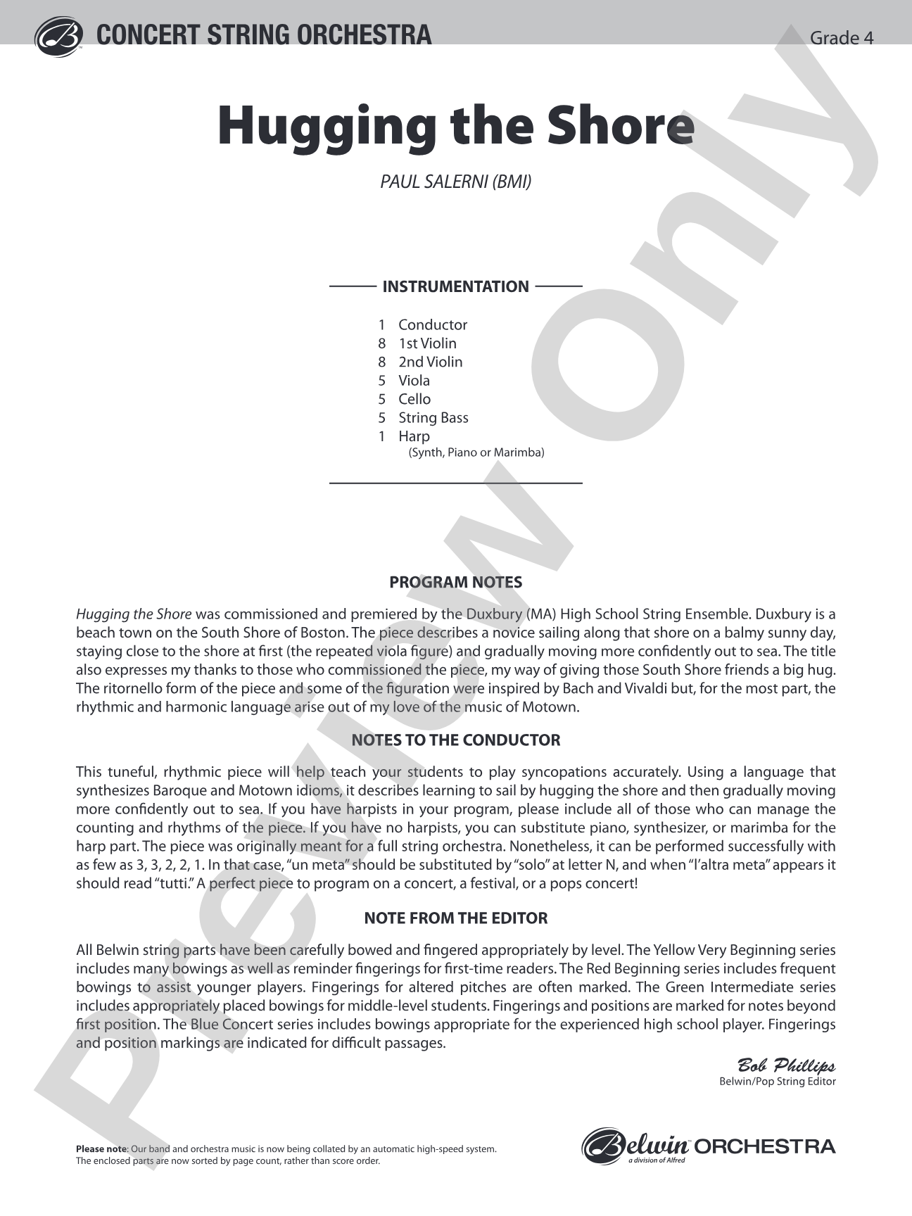 Hugging the Shore: Score