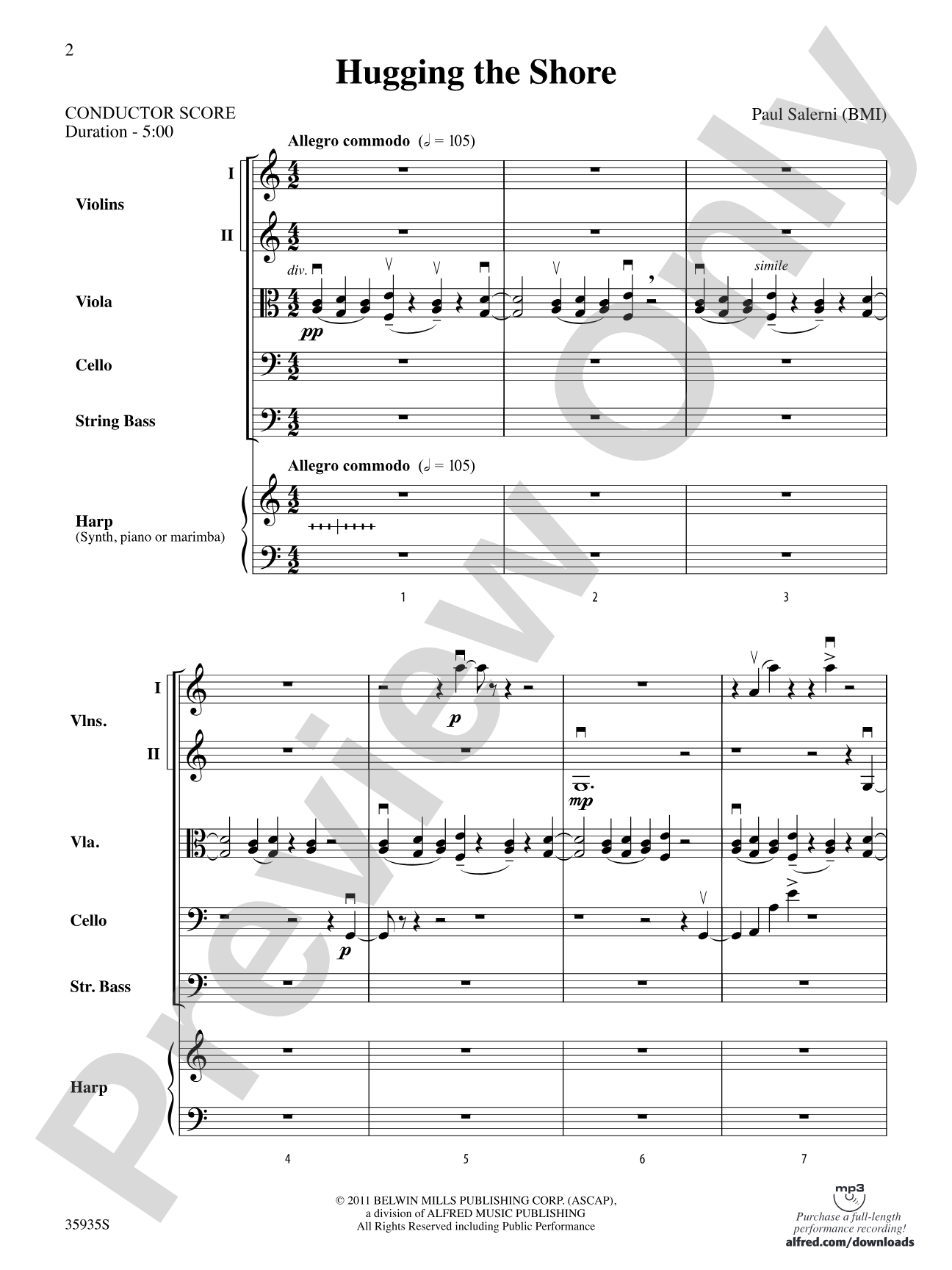 Hugging the Shore: Score