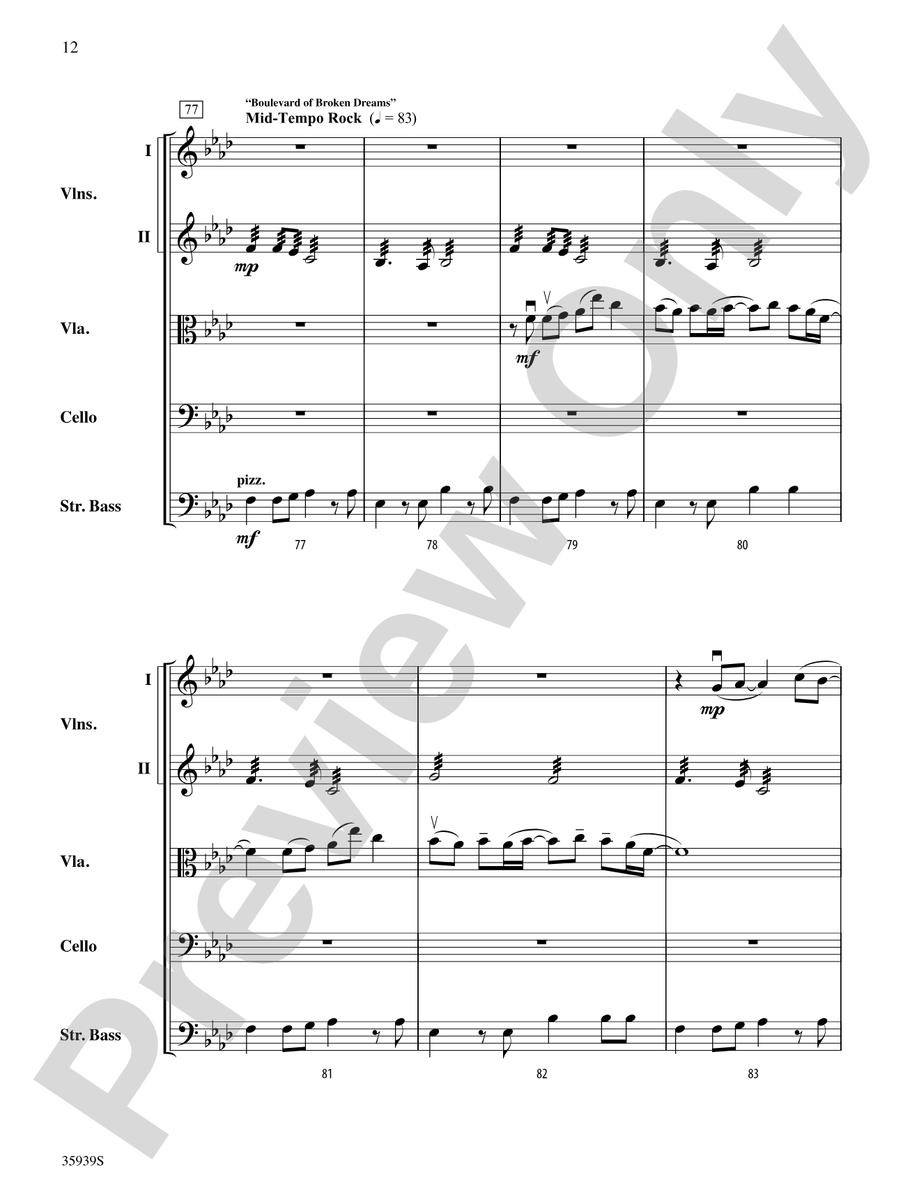 American Idiot -- The Musical, Selections from: String Orchestra Conductor Score & Parts