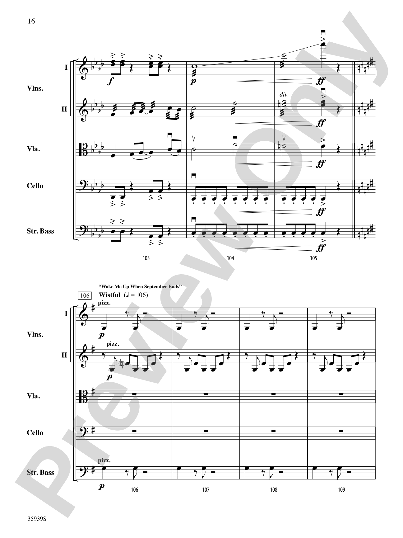 American Idiot -- The Musical, Selections from: String Orchestra Conductor Score & Parts