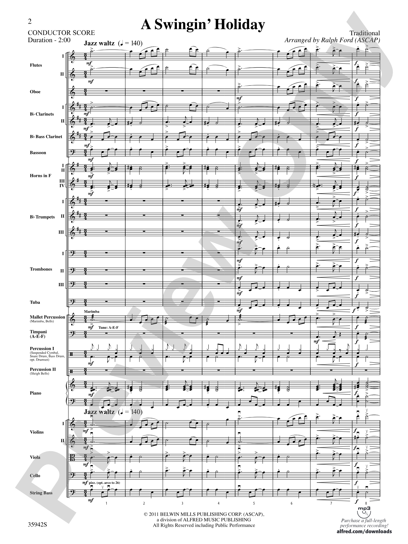 A Swingin' Holiday: Full Orchestra Conductor Score & Parts