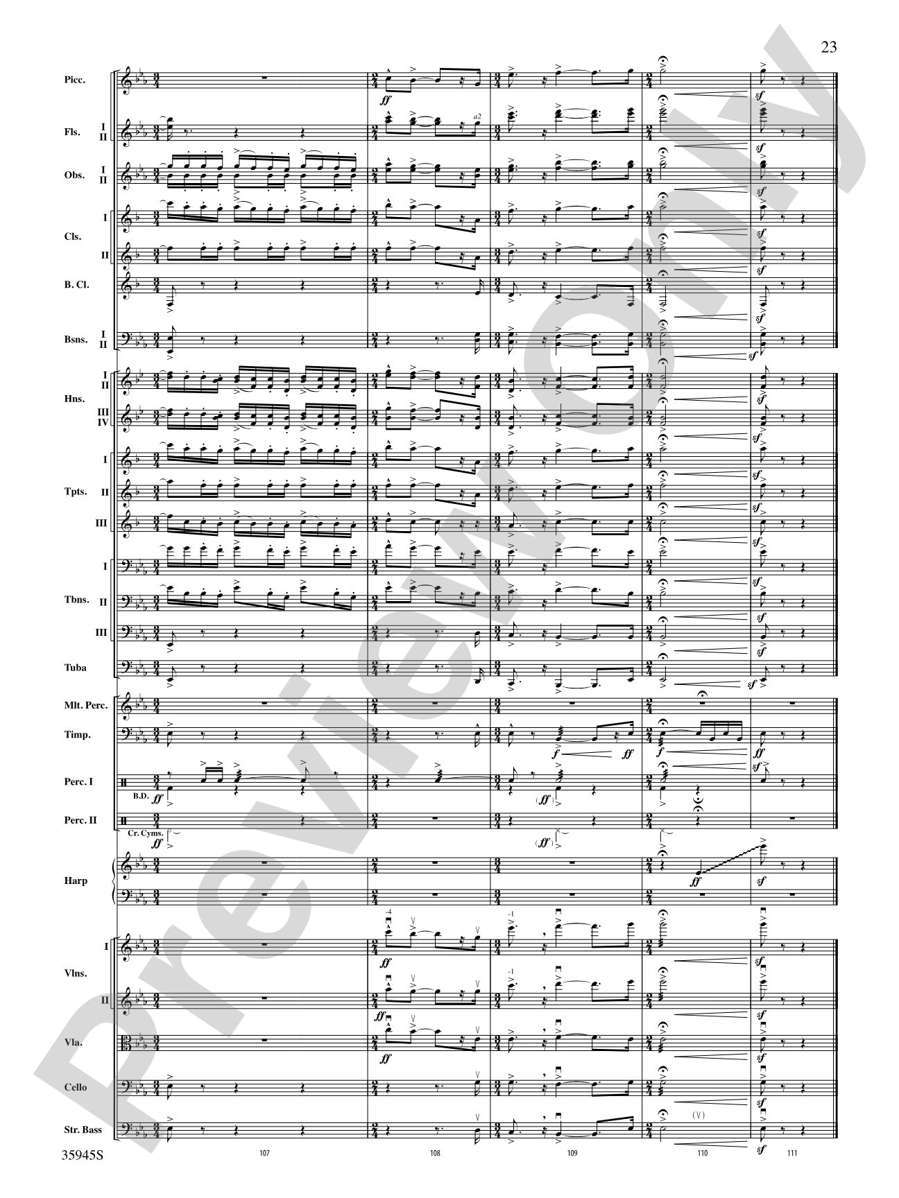 The Sea Hawk: Full Orchestra Conductor Score & Parts