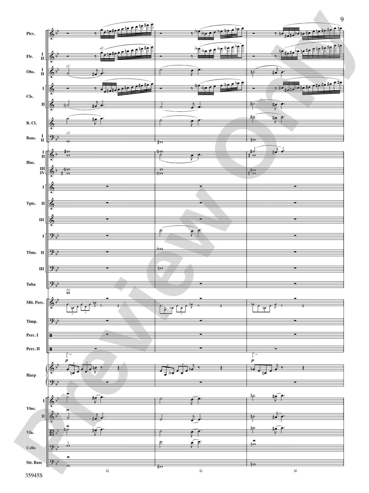 The Sea Hawk: Full Orchestra Conductor Score & Parts