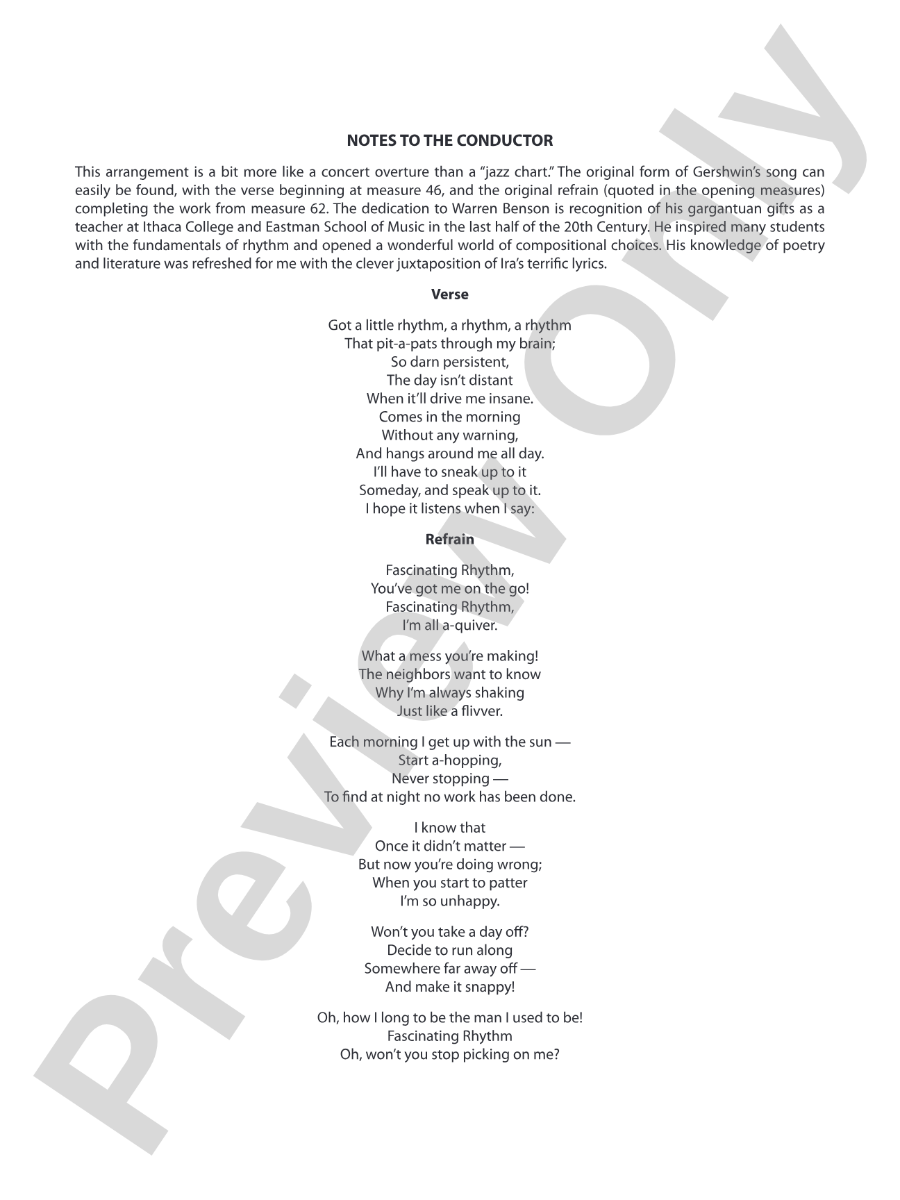 Fascinating Rhythm: Full Orchestra Conductor Score & Parts