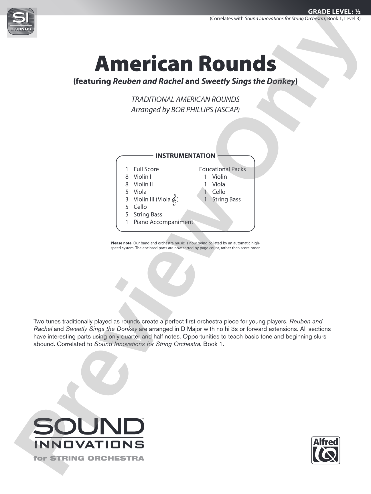 American Rounds: String Orchestra Conductor Score & Parts
