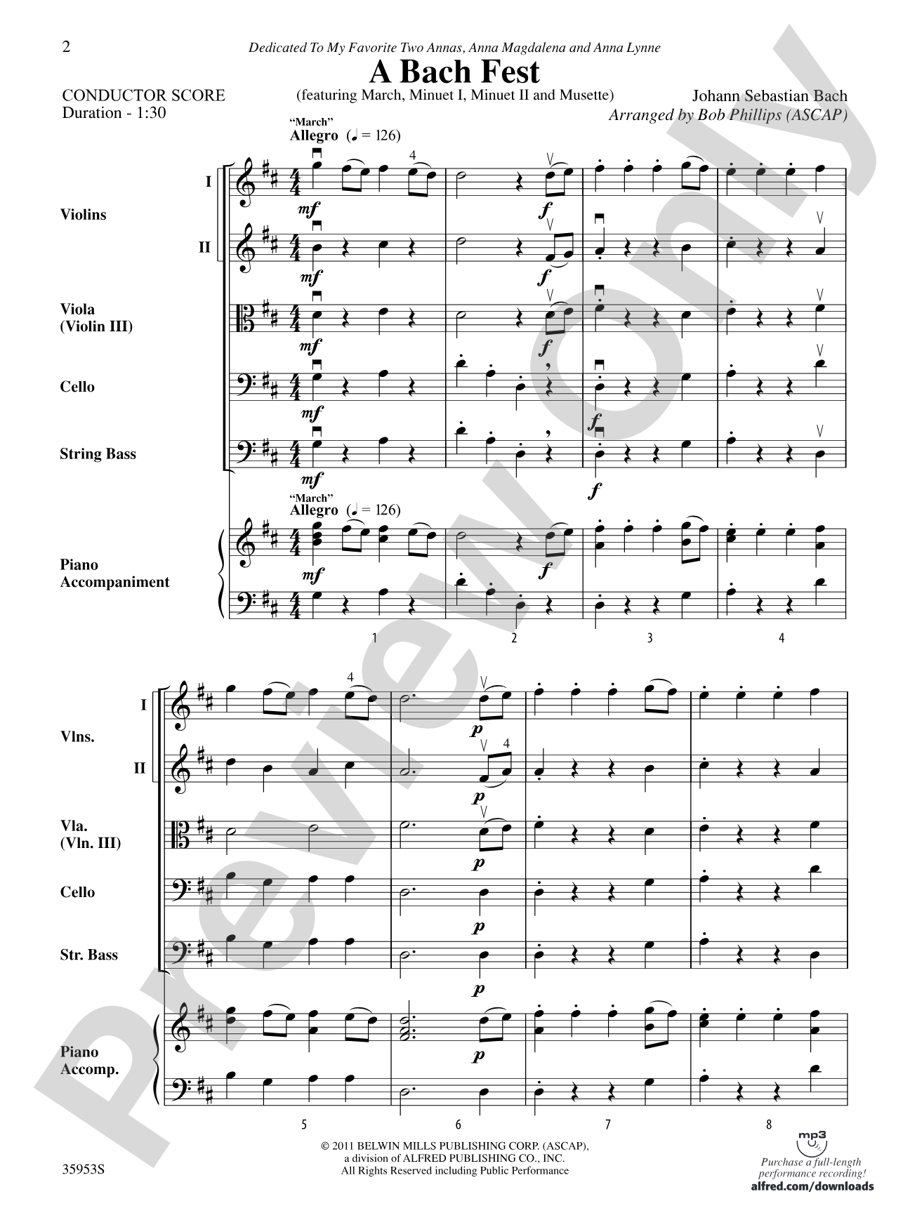 A Bach Fest: String Orchestra Conductor Score & Parts