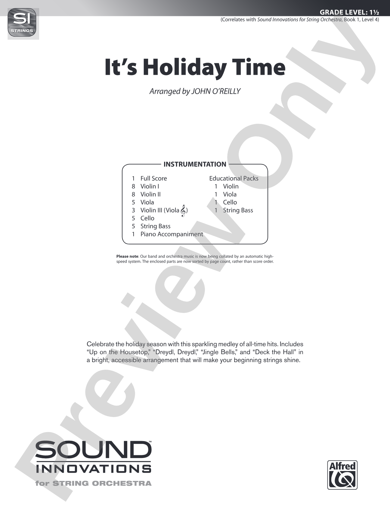 It's Holiday Time: String Orchestra Conductor Score & Parts