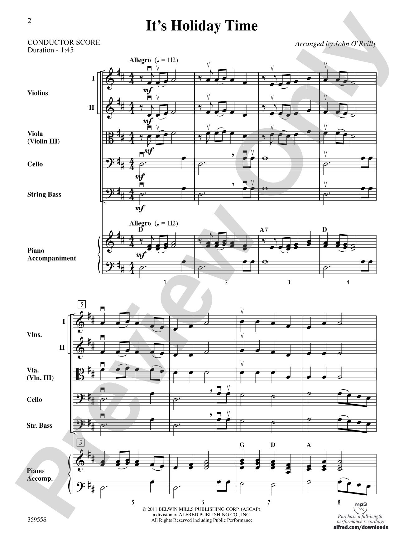 It's Holiday Time: String Orchestra Conductor Score & Parts