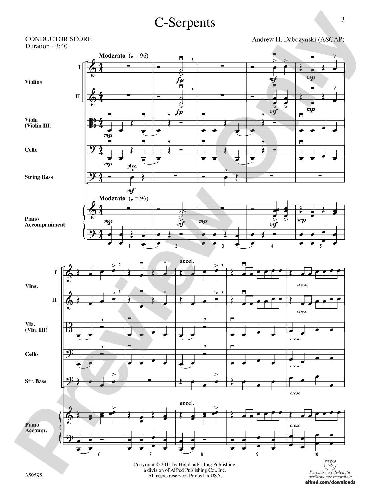 C-Serpents: String Orchestra Conductor Score & Parts