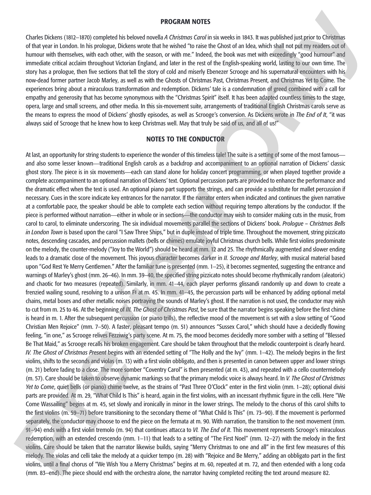 A Dickens Christmas Carol Suite: String Orchestra Conductor Score & Parts