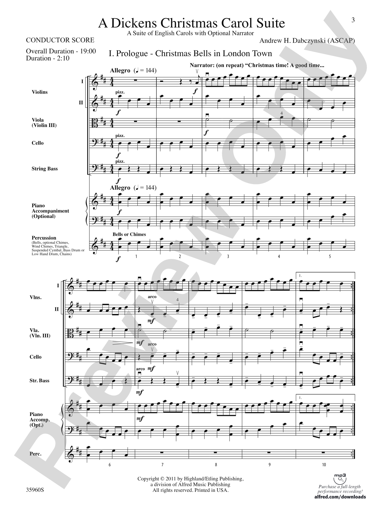A Dickens Christmas Carol Suite: String Orchestra Conductor Score & Parts