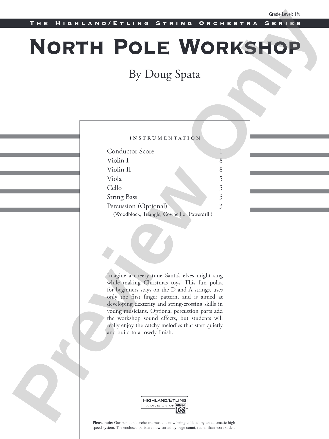 North Pole Workshop: String Orchestra Conductor Score & Parts