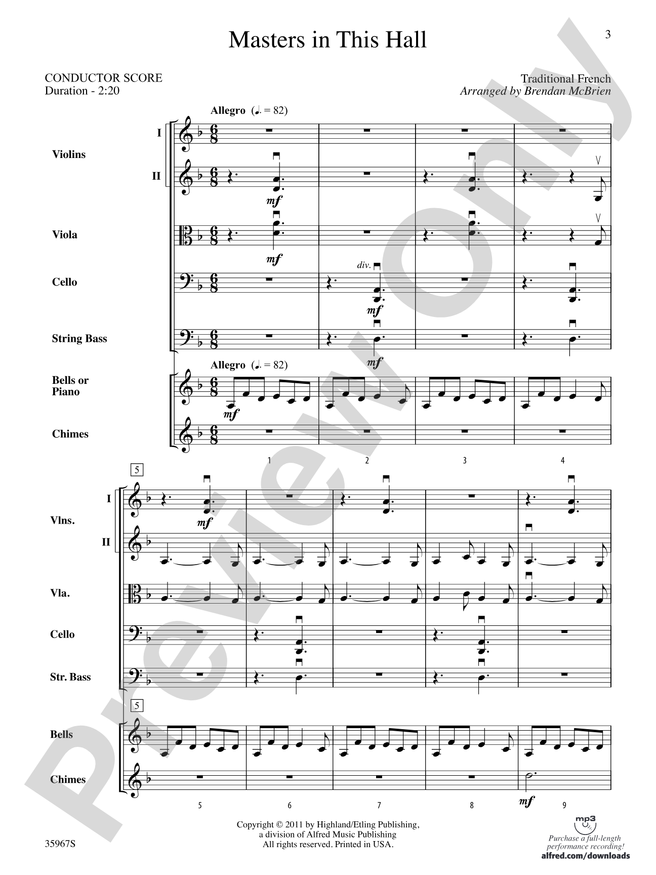 Masters in This Hall: String Orchestra Conductor Score & Parts
