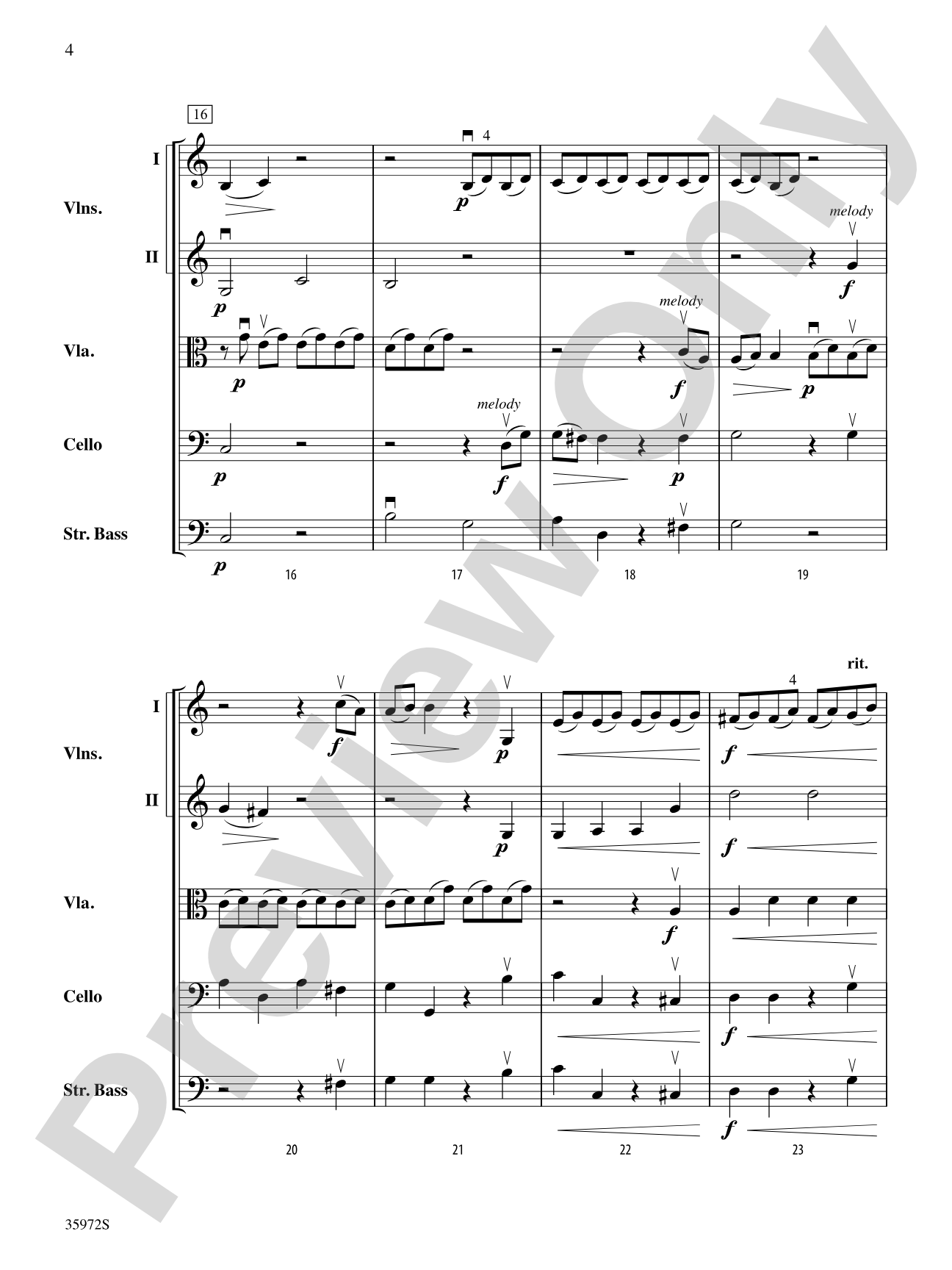 Aria (from the opera Orfeo ed Euridice): String Orchestra Conductor Score & Parts