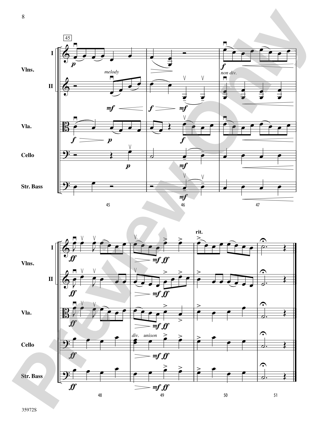 Aria (from the opera Orfeo ed Euridice): String Orchestra Conductor Score & Parts