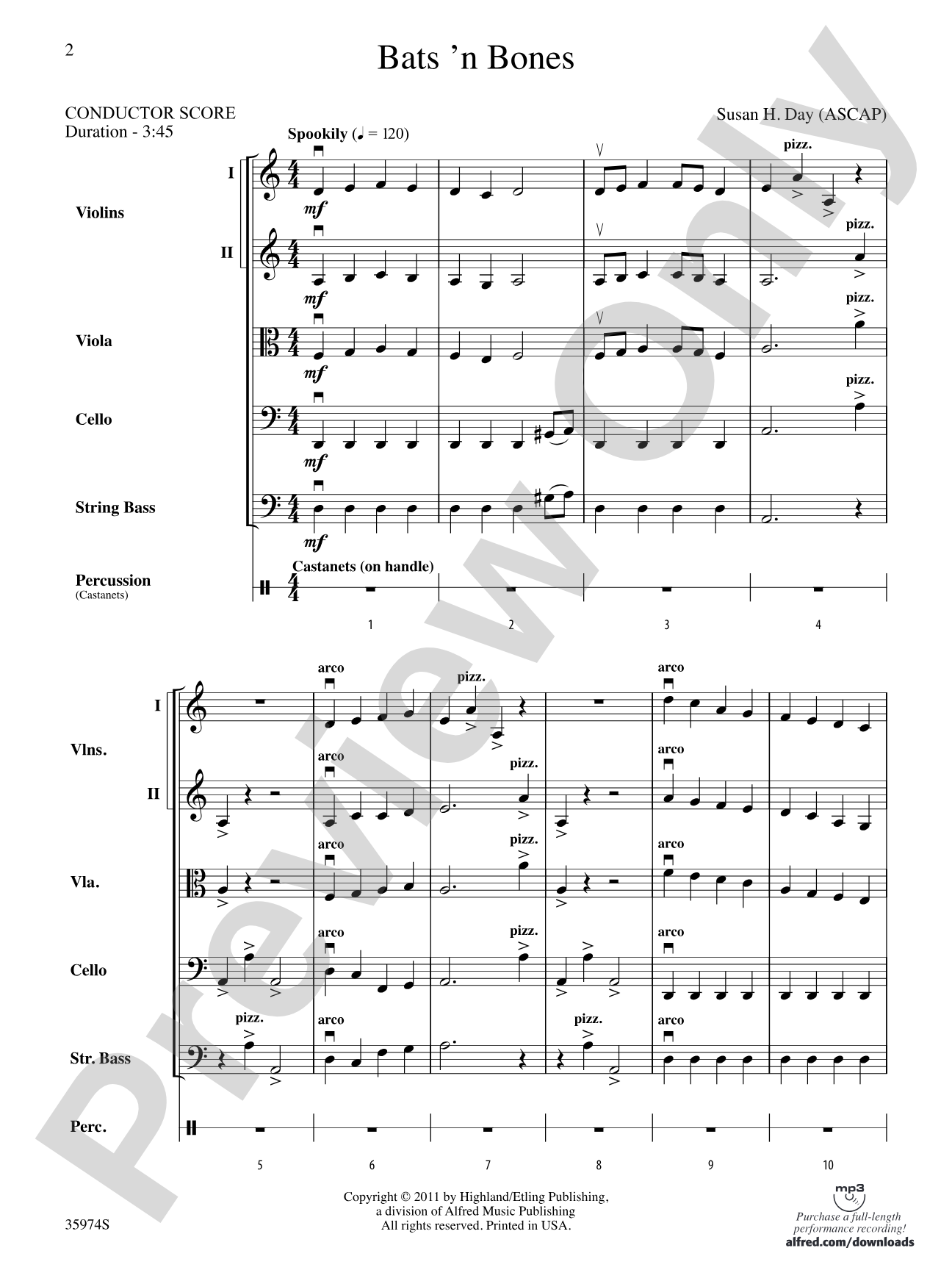 Bats 'n Bones: String Orchestra Conductor Score & Parts