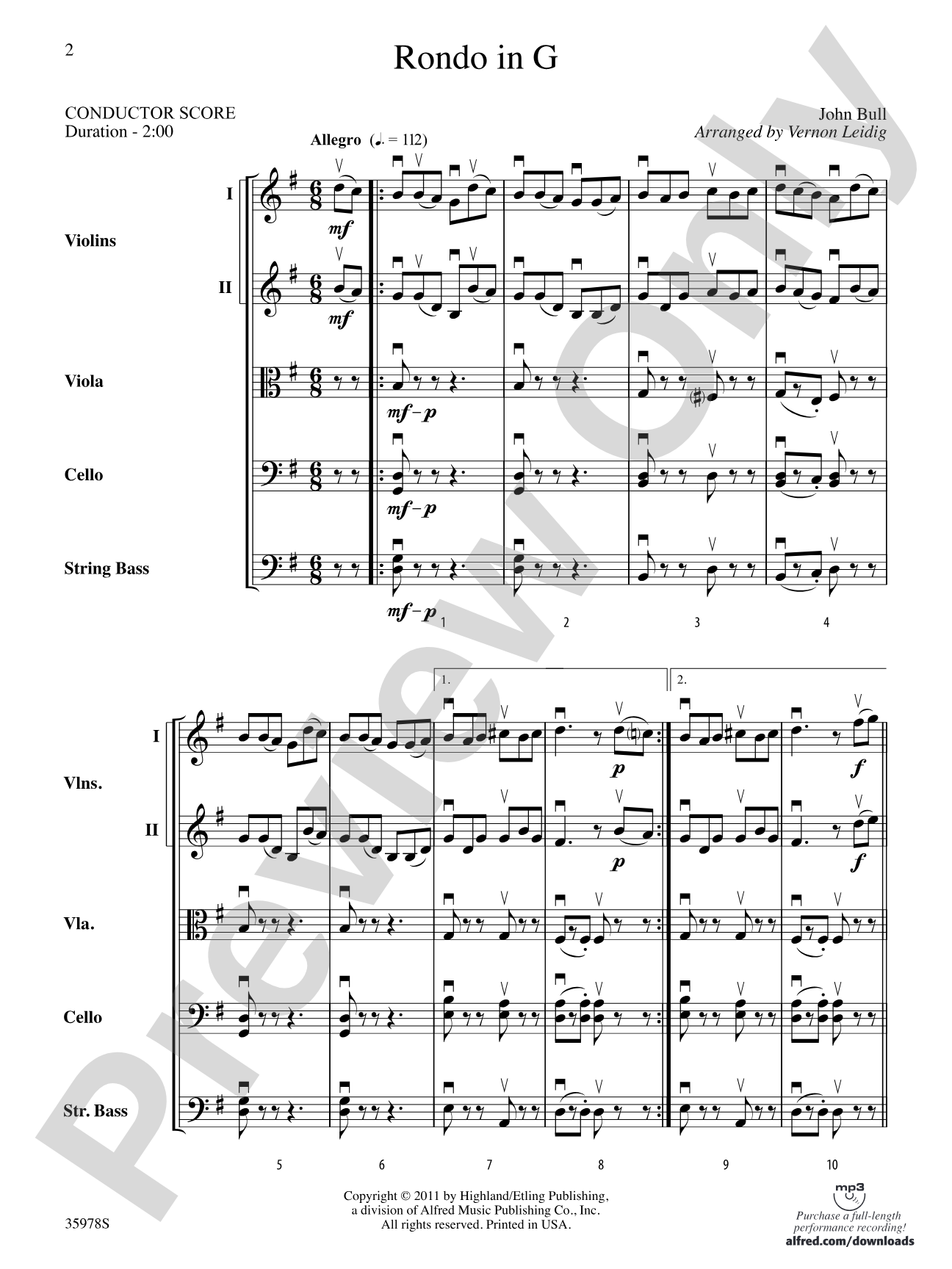 Rondo in G: Score
