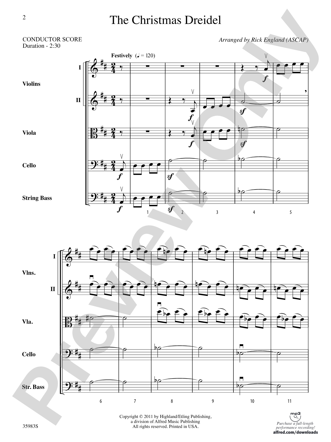 The Christmas Dreidel: String Orchestra Conductor Score & Parts