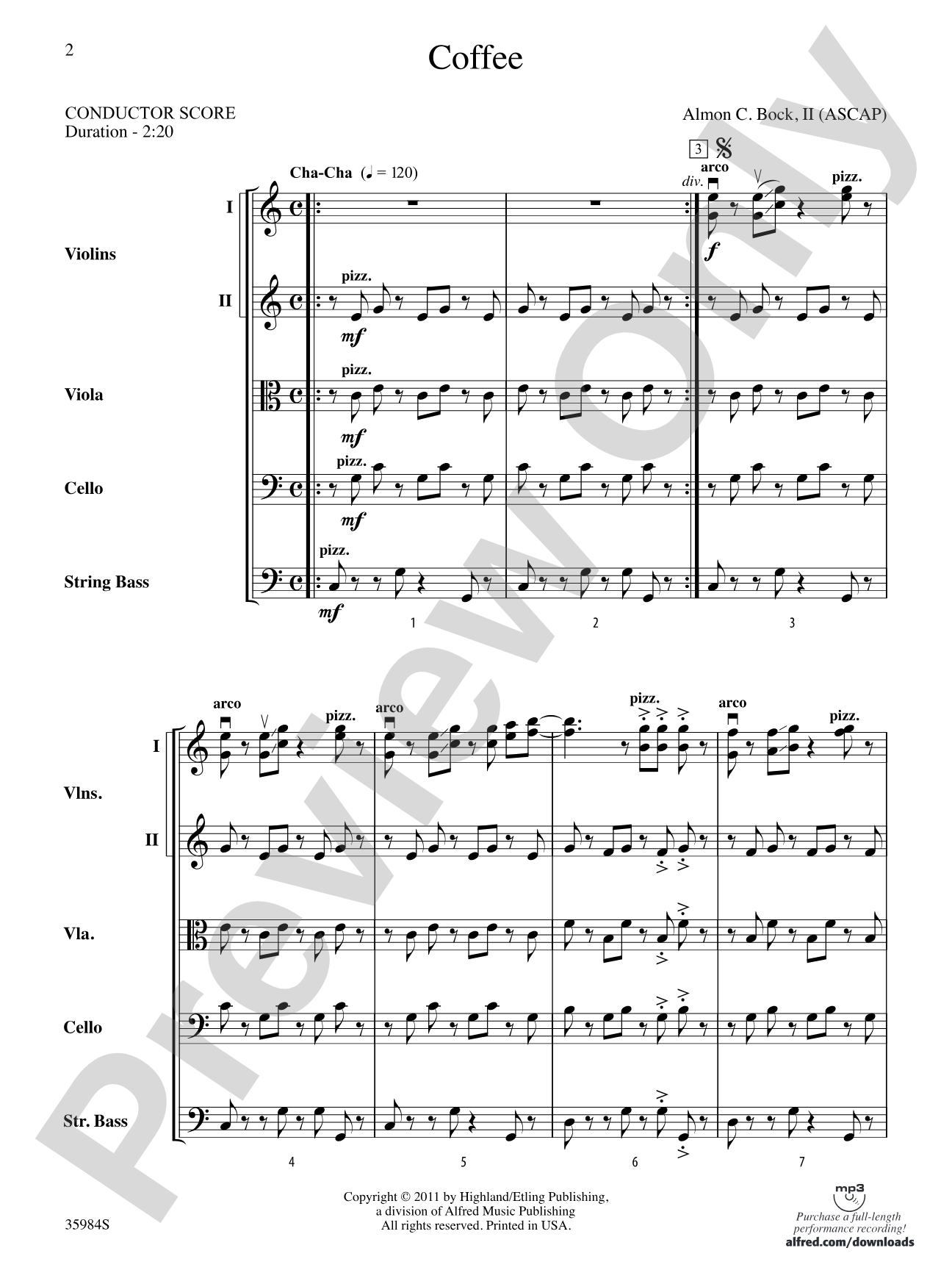 Coffee: String Orchestra Conductor Score & Parts
