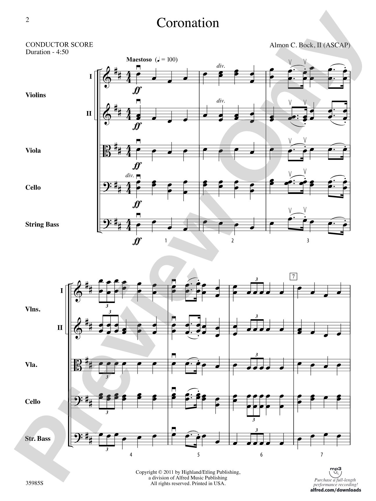 Coronation: String Orchestra Conductor Score & Parts