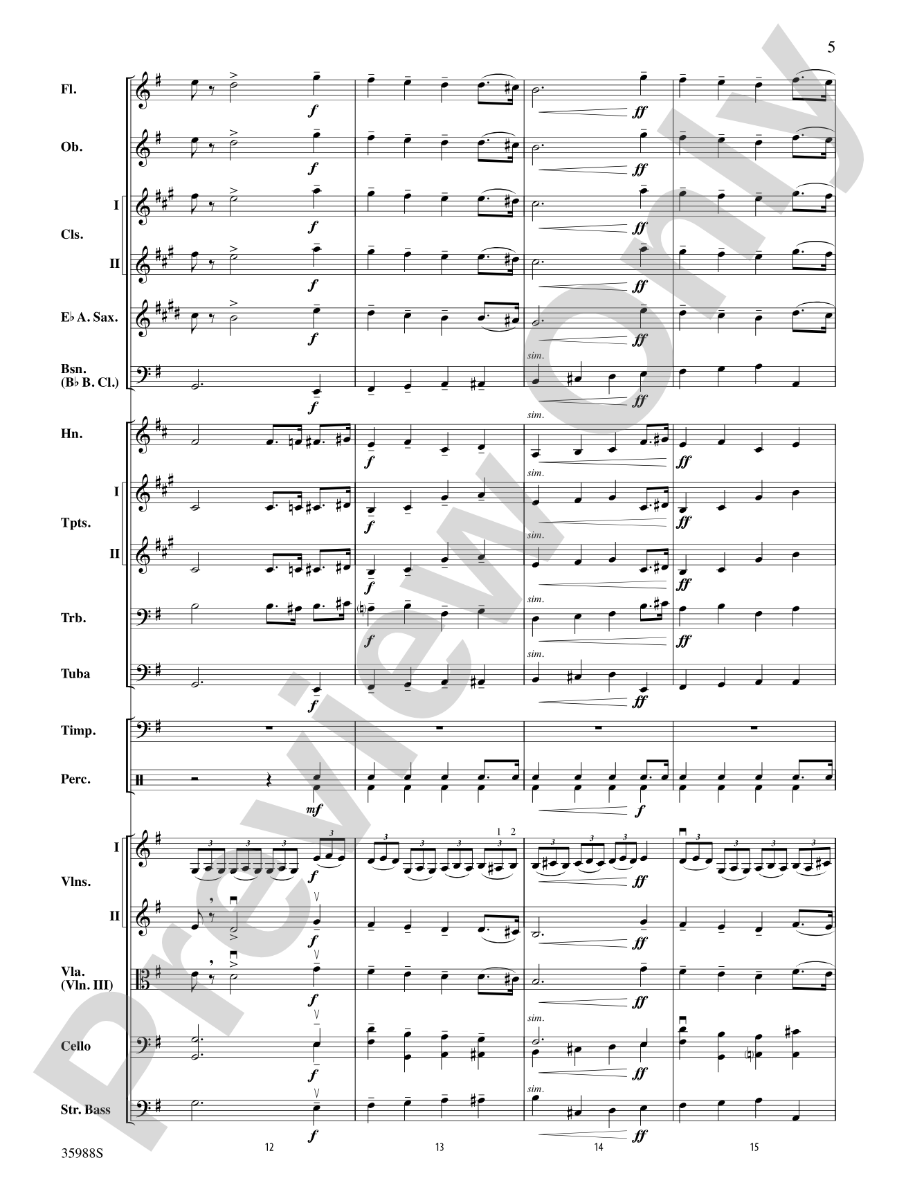 Symphony No. 5: Full Orchestra Conductor Score & Parts