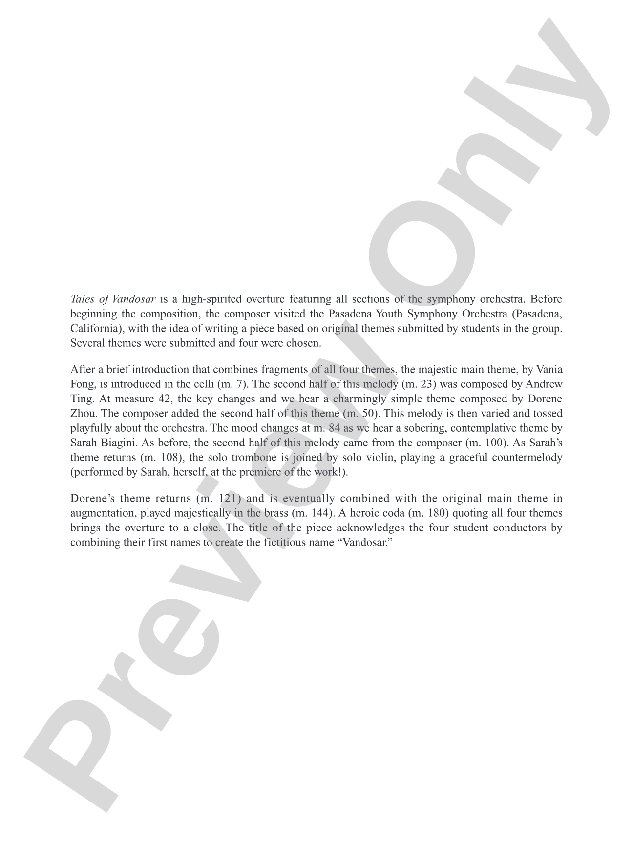 Tales of Vandosar: Full Orchestra Conductor Score & Parts