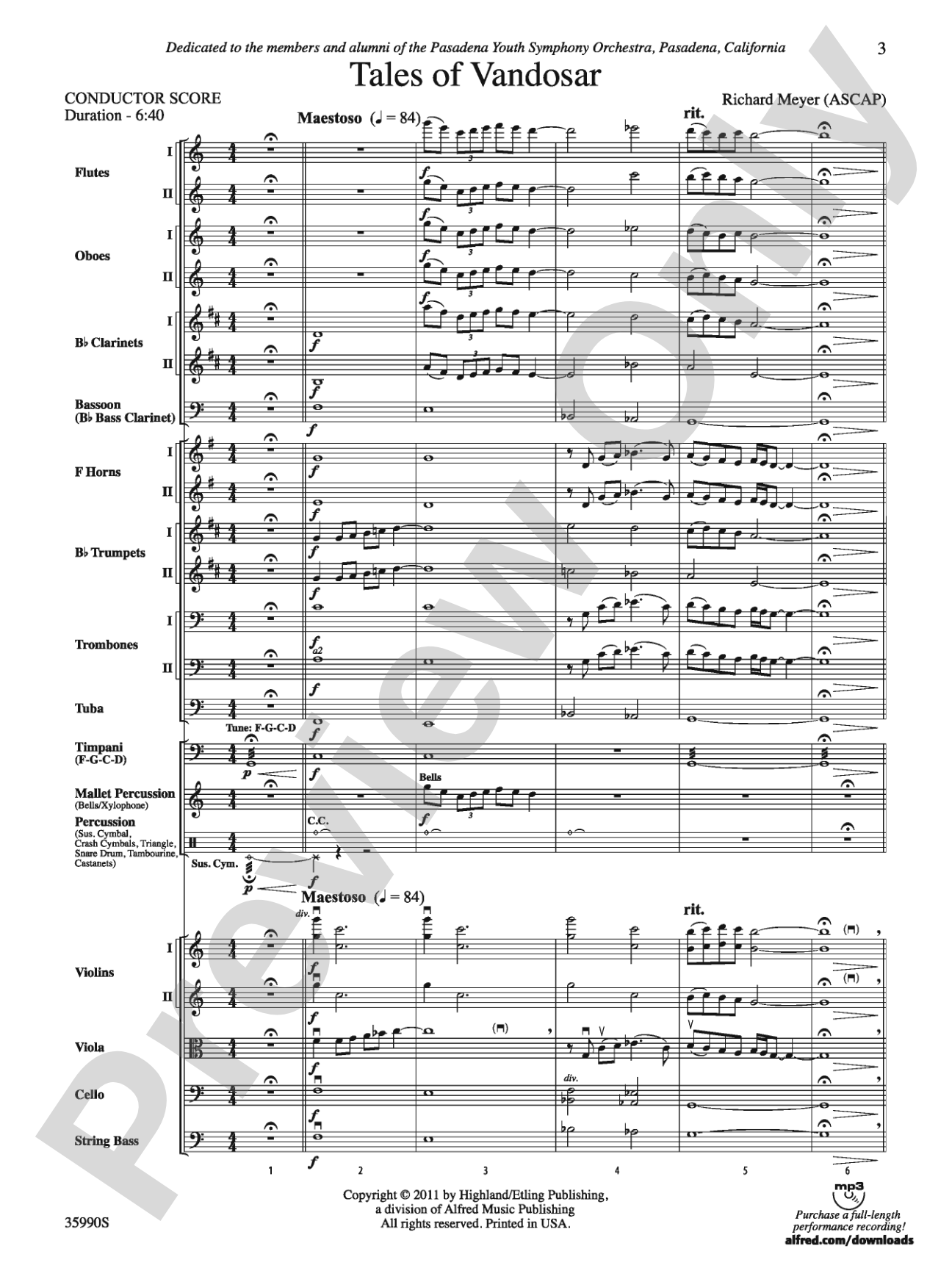 Tales of Vandosar: Full Orchestra Conductor Score & Parts