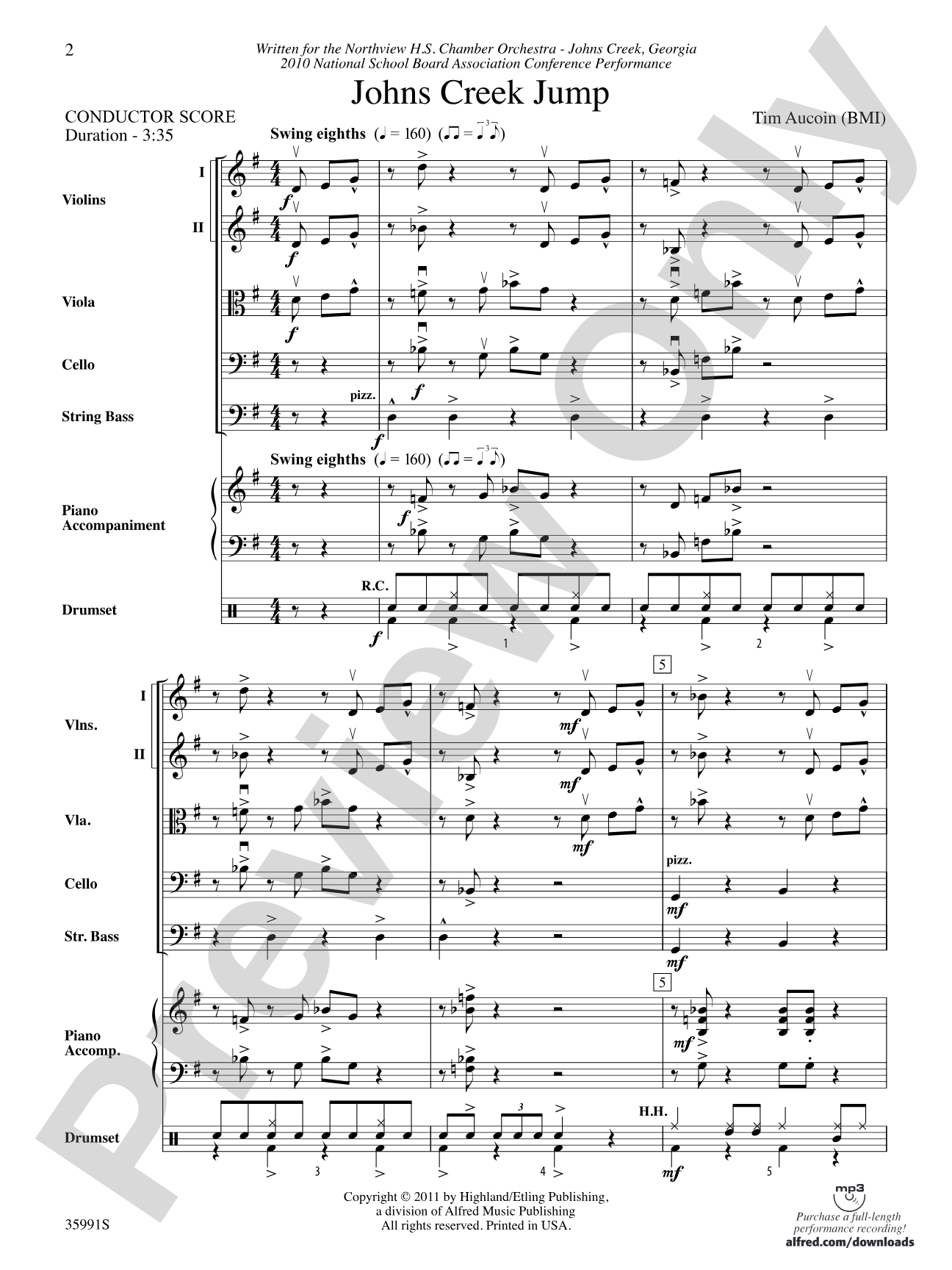 Johns Creek Jump: String Orchestra Conductor Score & Parts