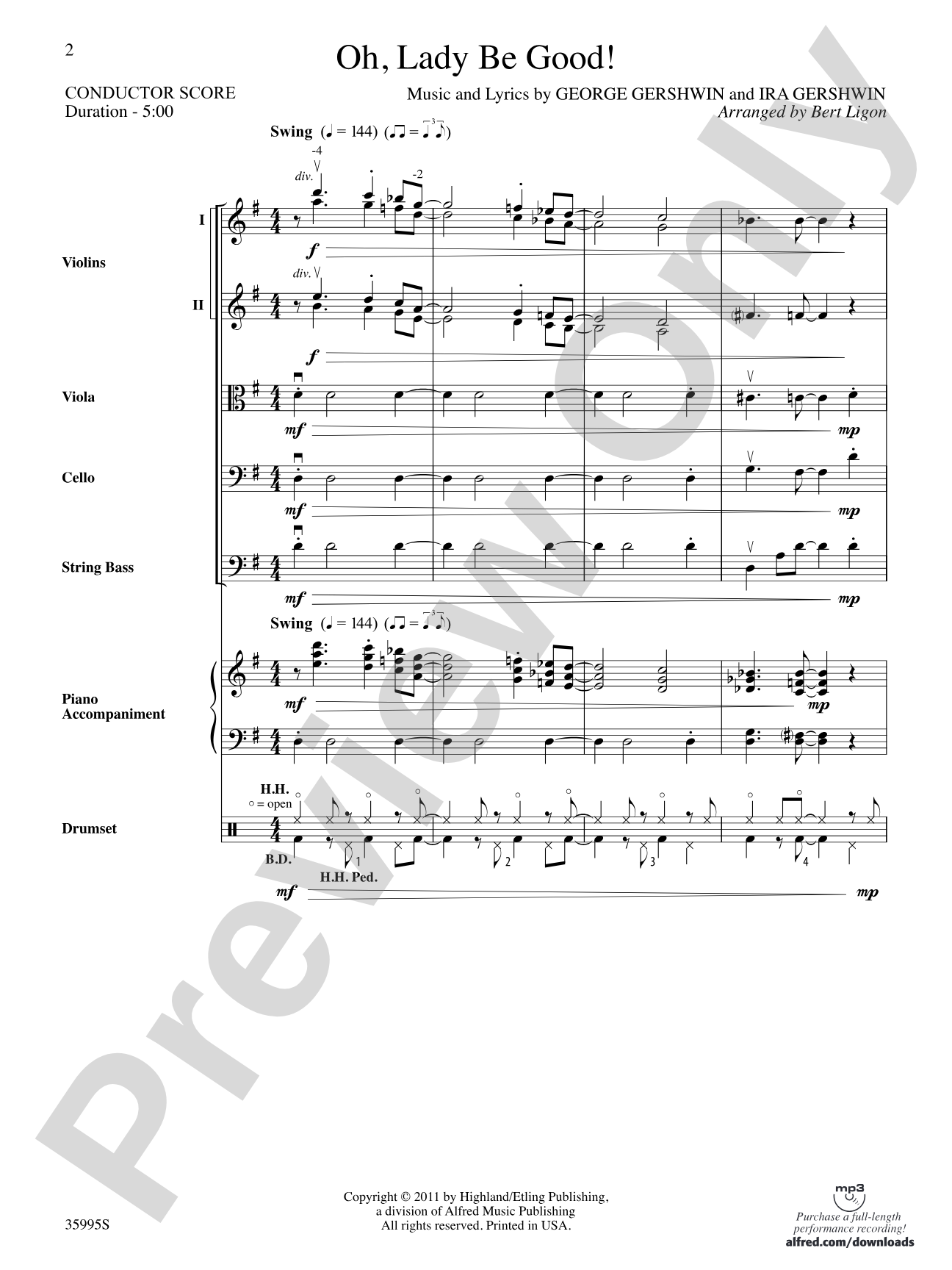 Oh, Lady Be Good!: String Orchestra Conductor Score & Parts