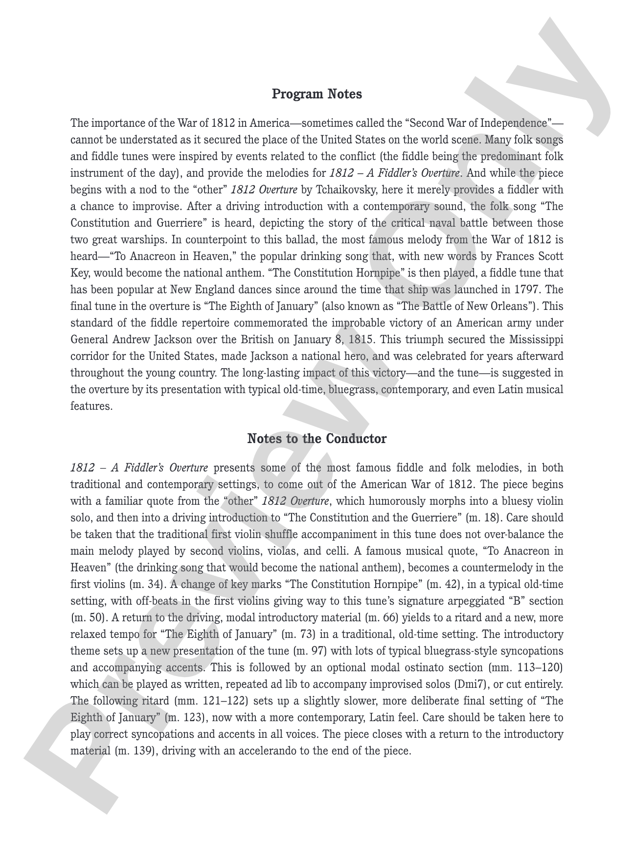 1812 -- A Fiddler's Overture: String Orchestra Conductor Score & Parts