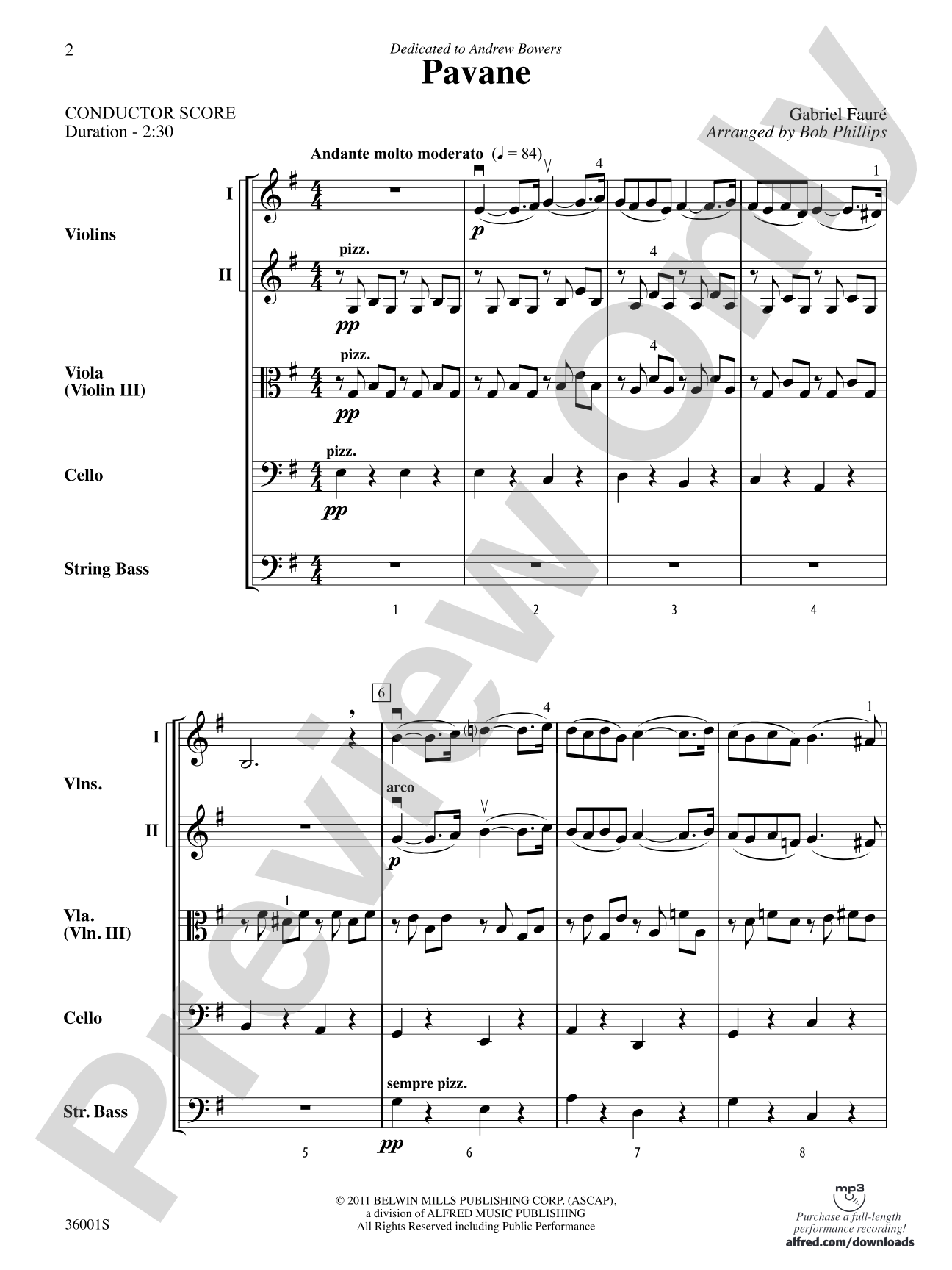 Pavane: String Orchestra Conductor Score & Parts