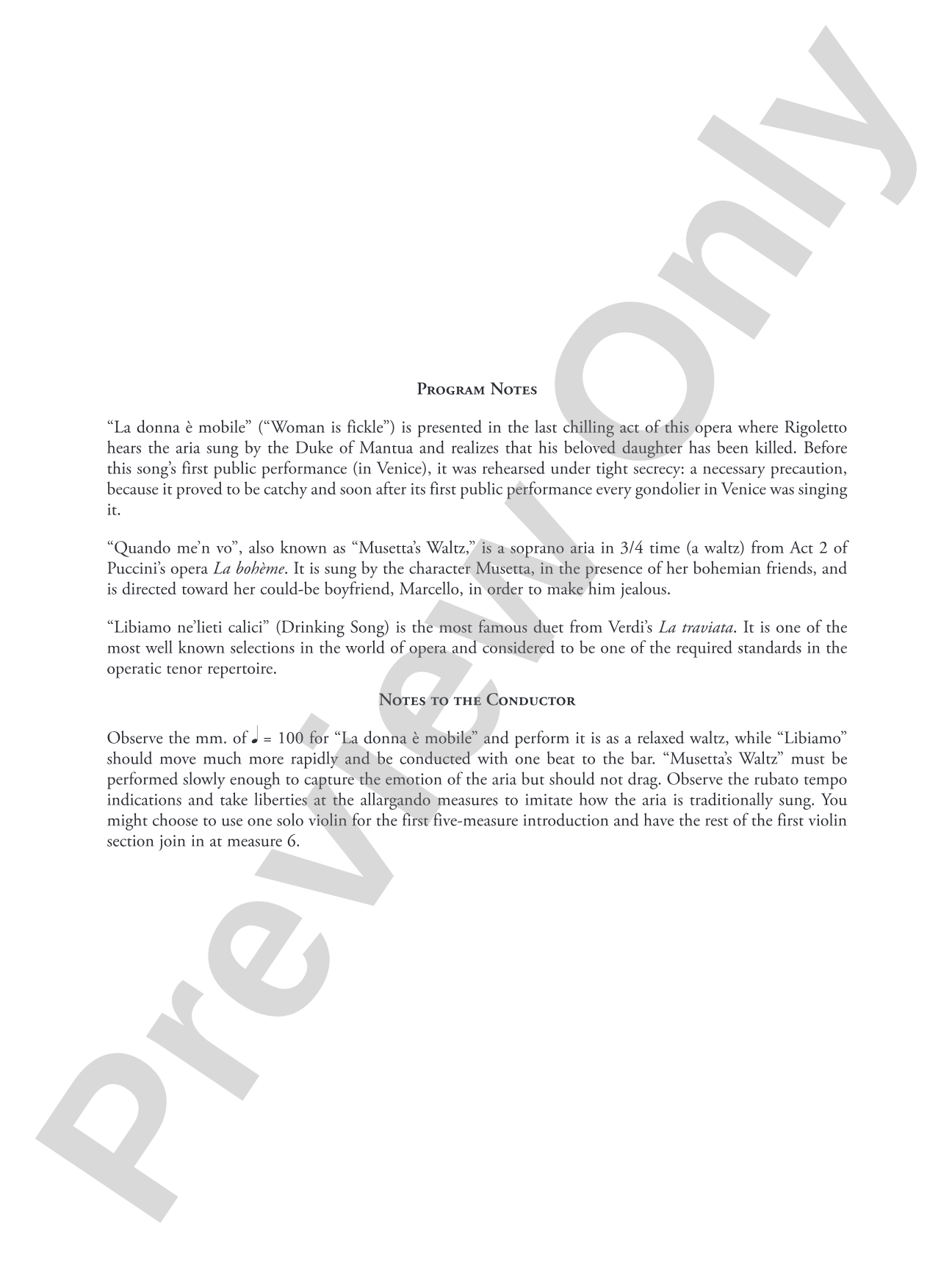 A Night at the Opera: String Orchestra Conductor Score & Parts