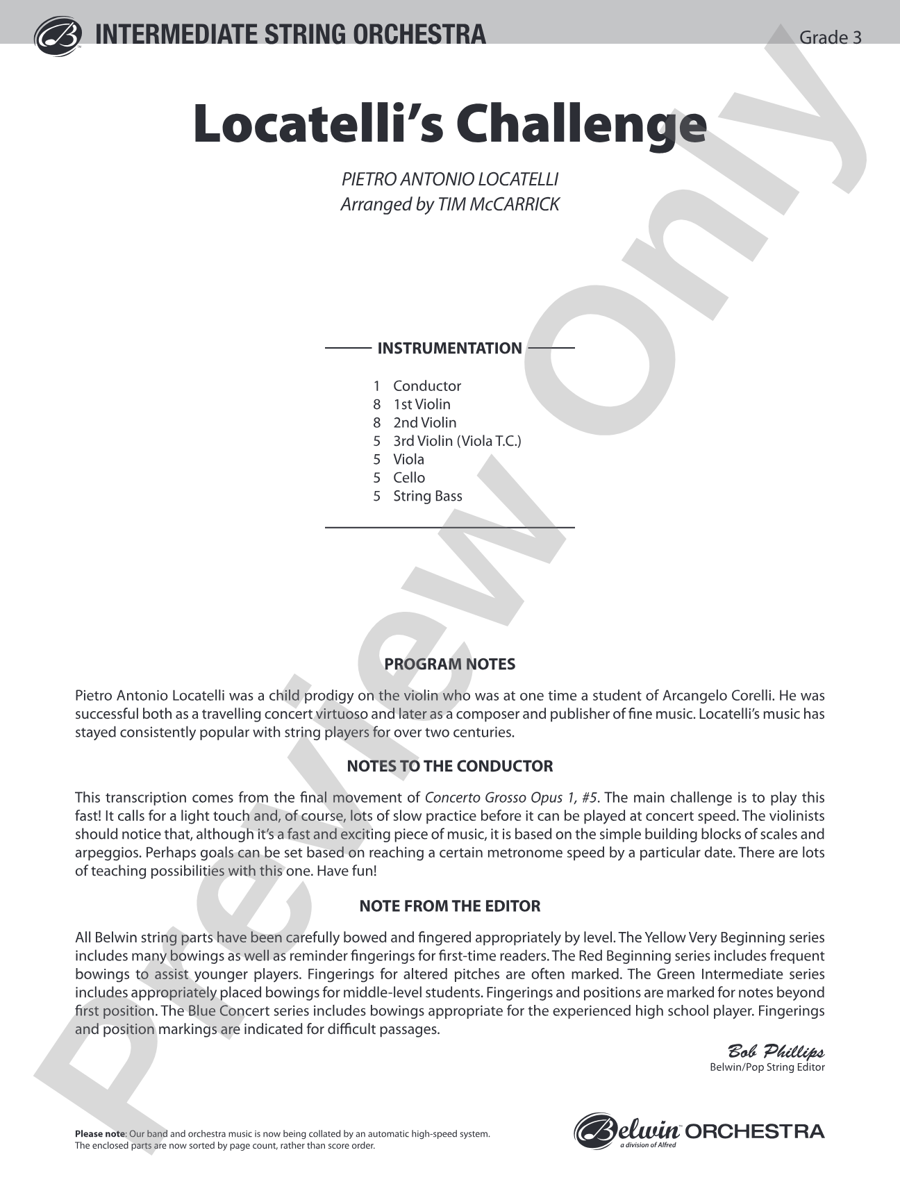 Locatelli's Challenge: String Orchestra Conductor Score & Parts