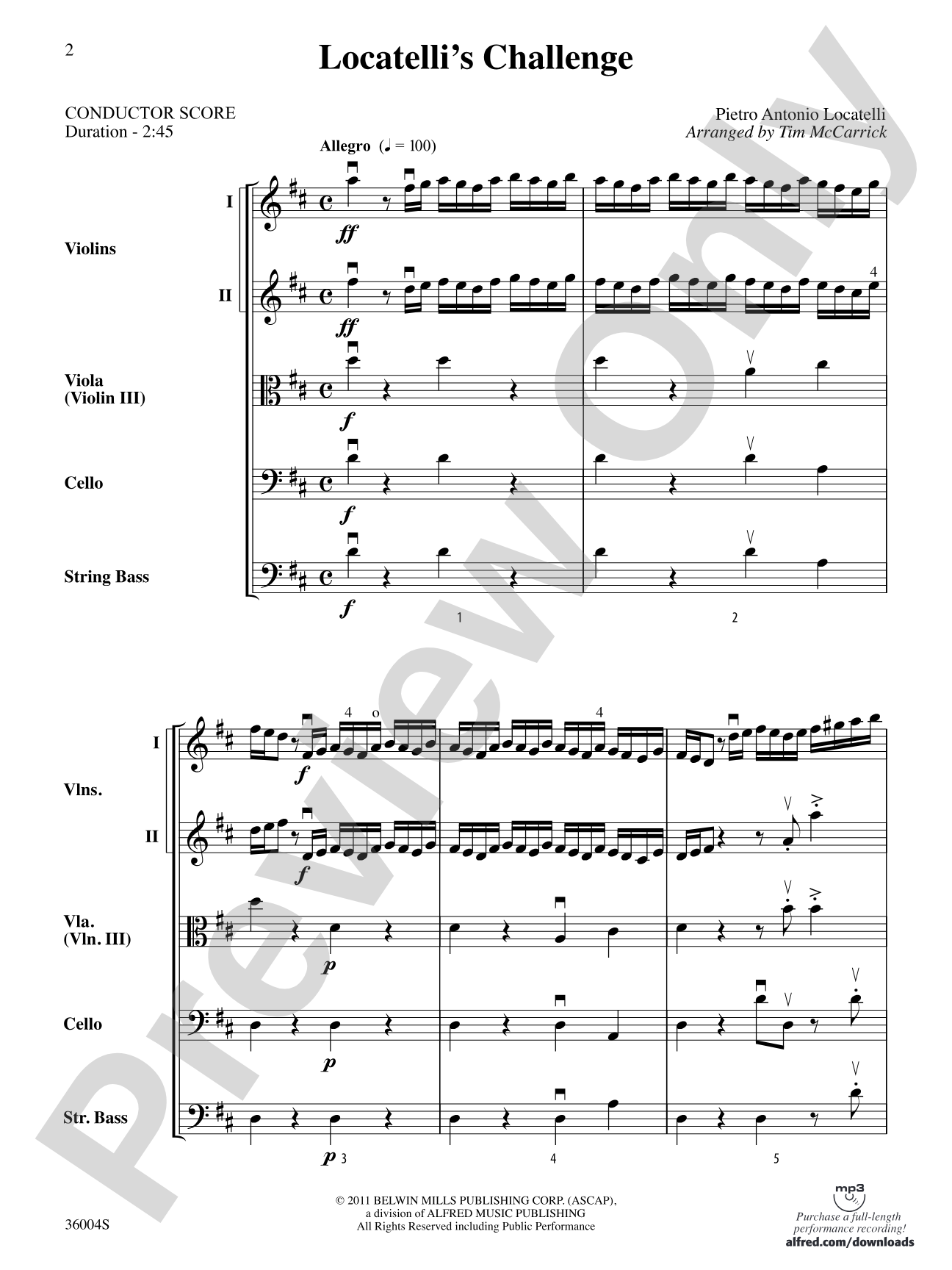 Locatelli's Challenge: String Orchestra Conductor Score & Parts