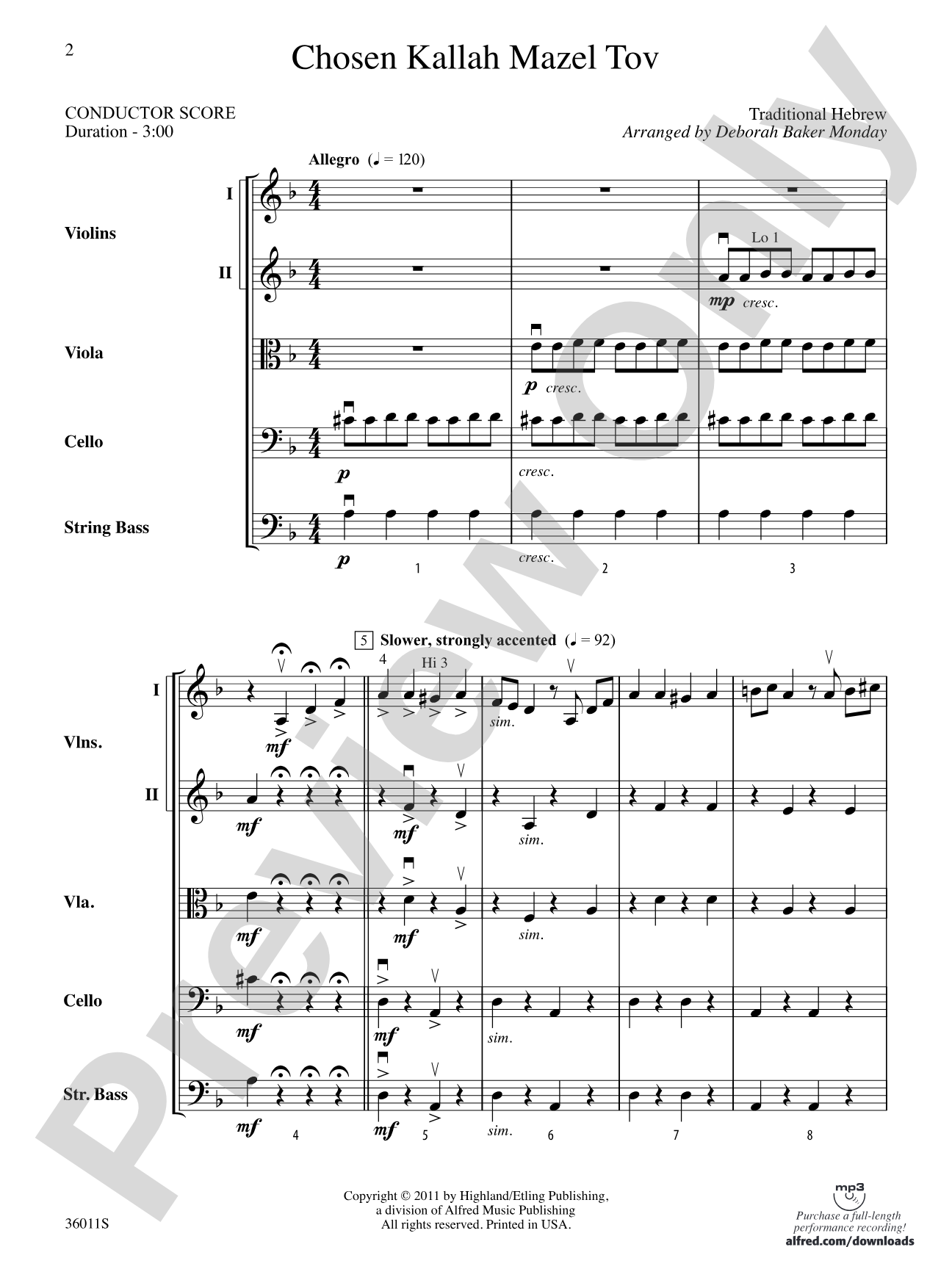 Chosen Kallah Mazel Tov: String Orchestra Conductor Score & Parts