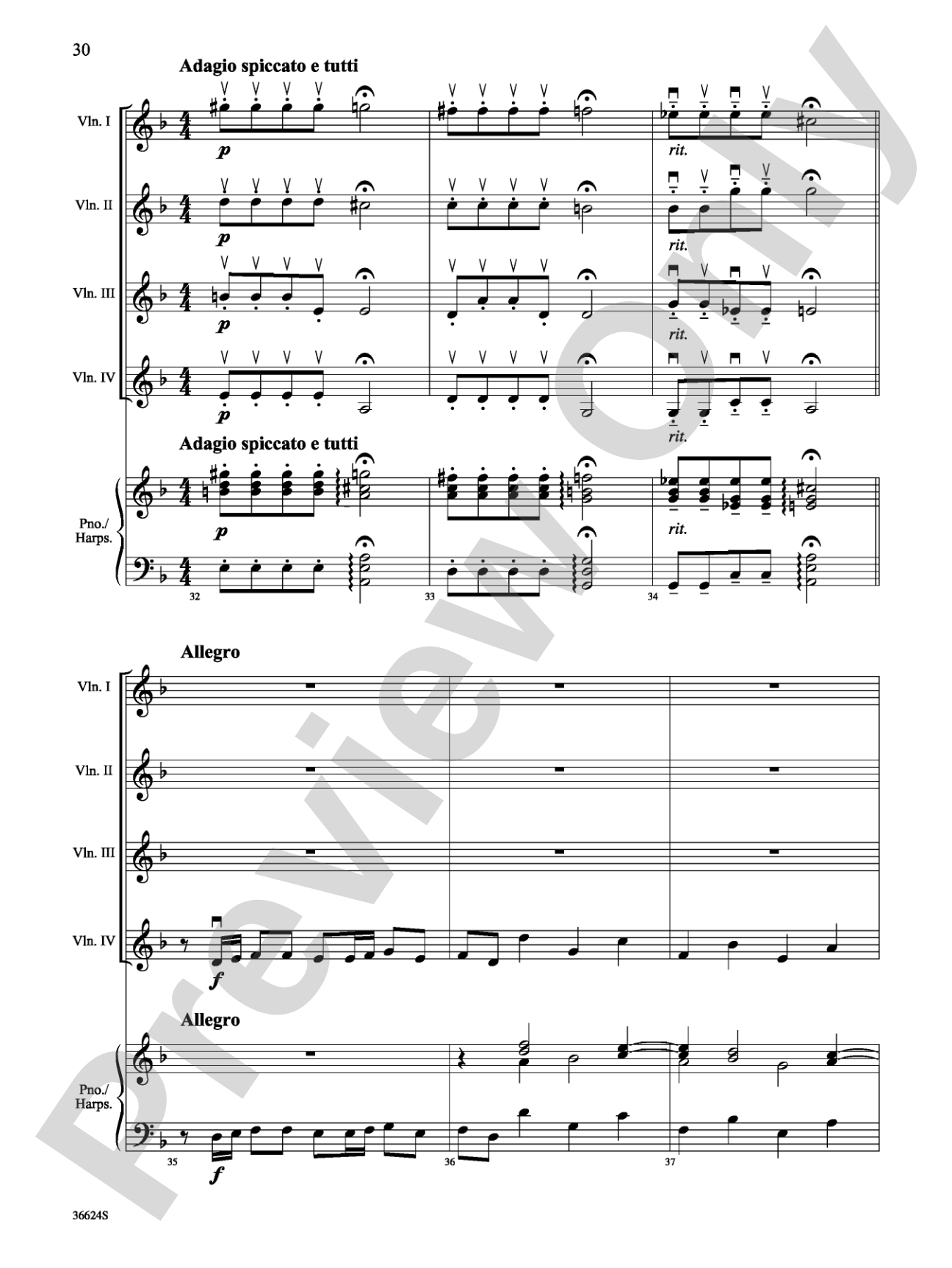 Violins Go Vivaldi: Two Movements for Violin Quartet: Violin Book