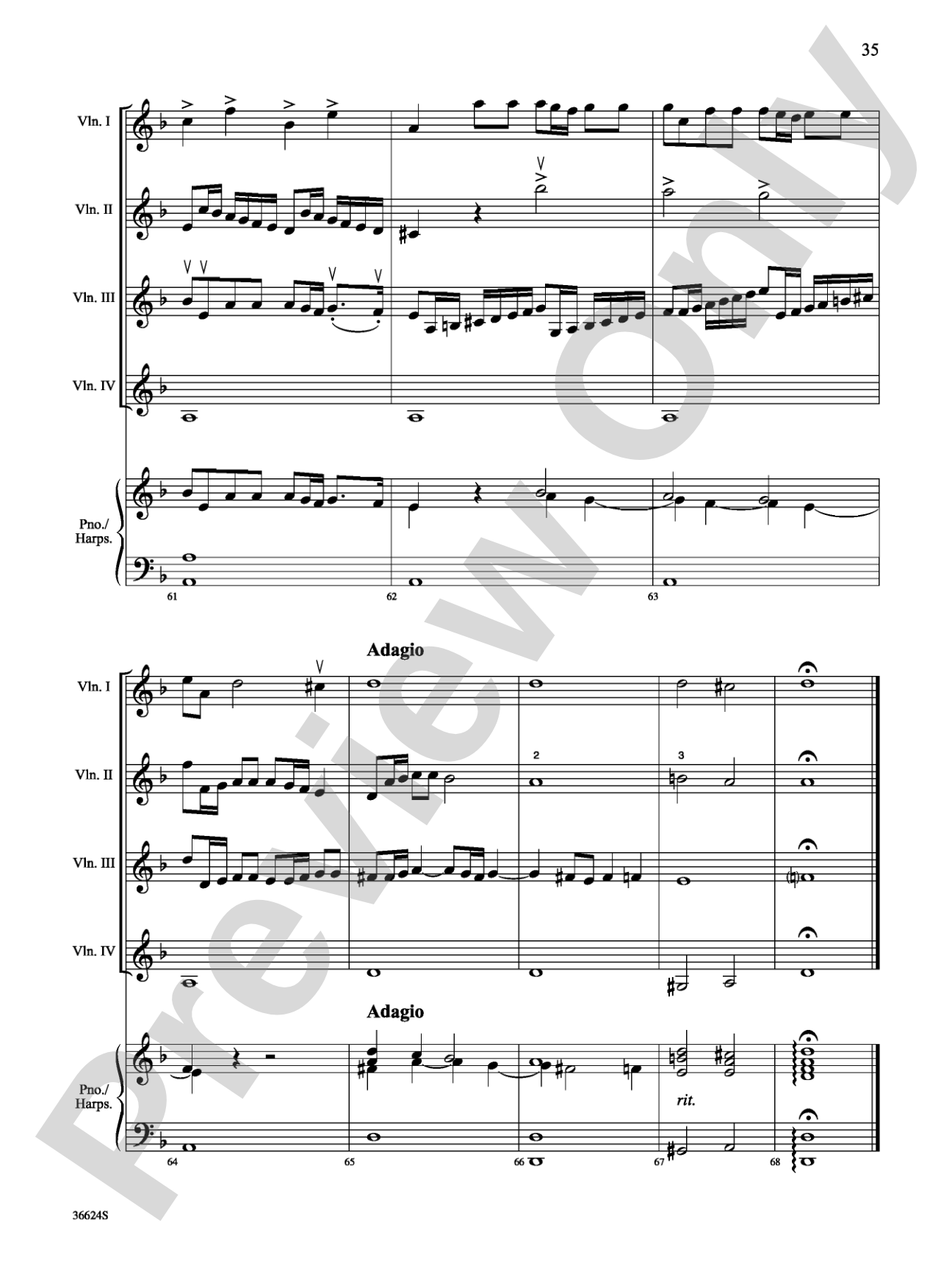 Violins Go Vivaldi: Two Movements for Violin Quartet: Violin Book