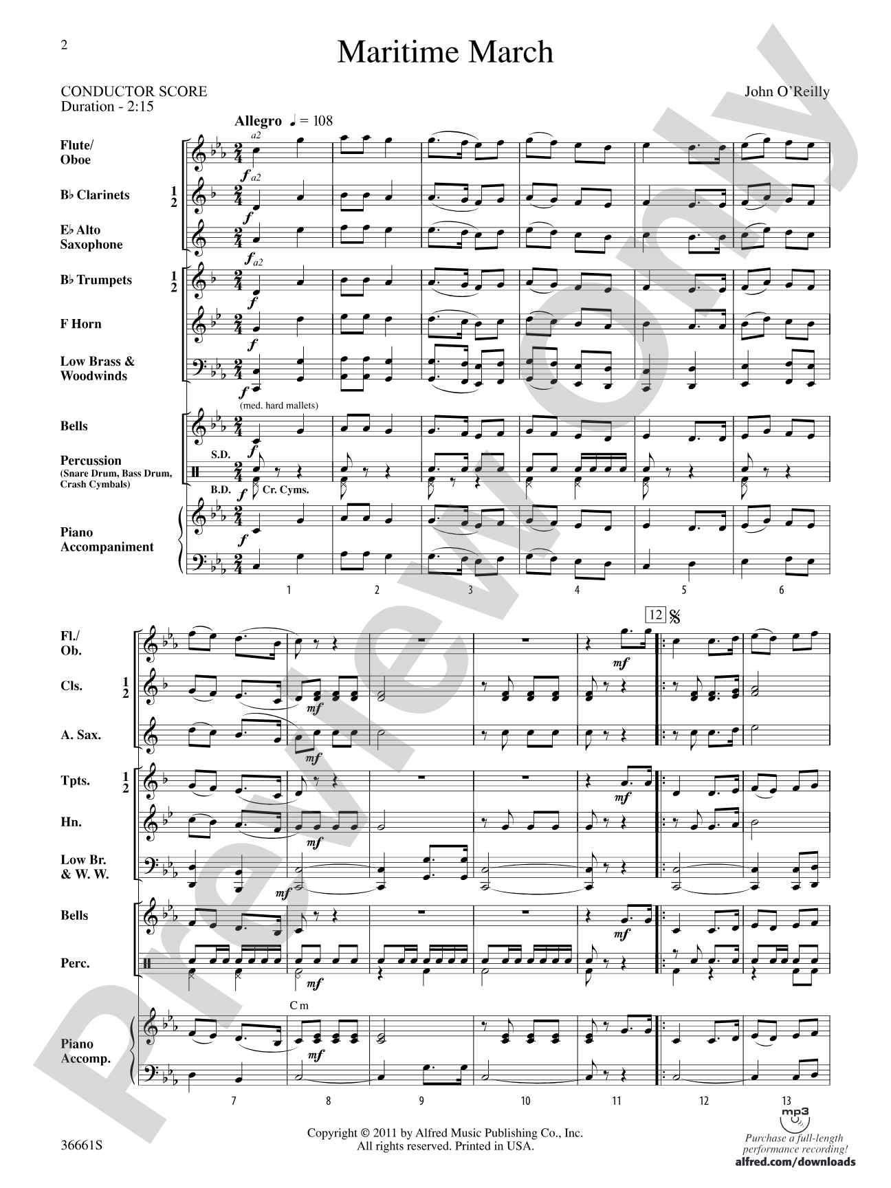 Maritime March: Concert Band Conductor Score & Parts