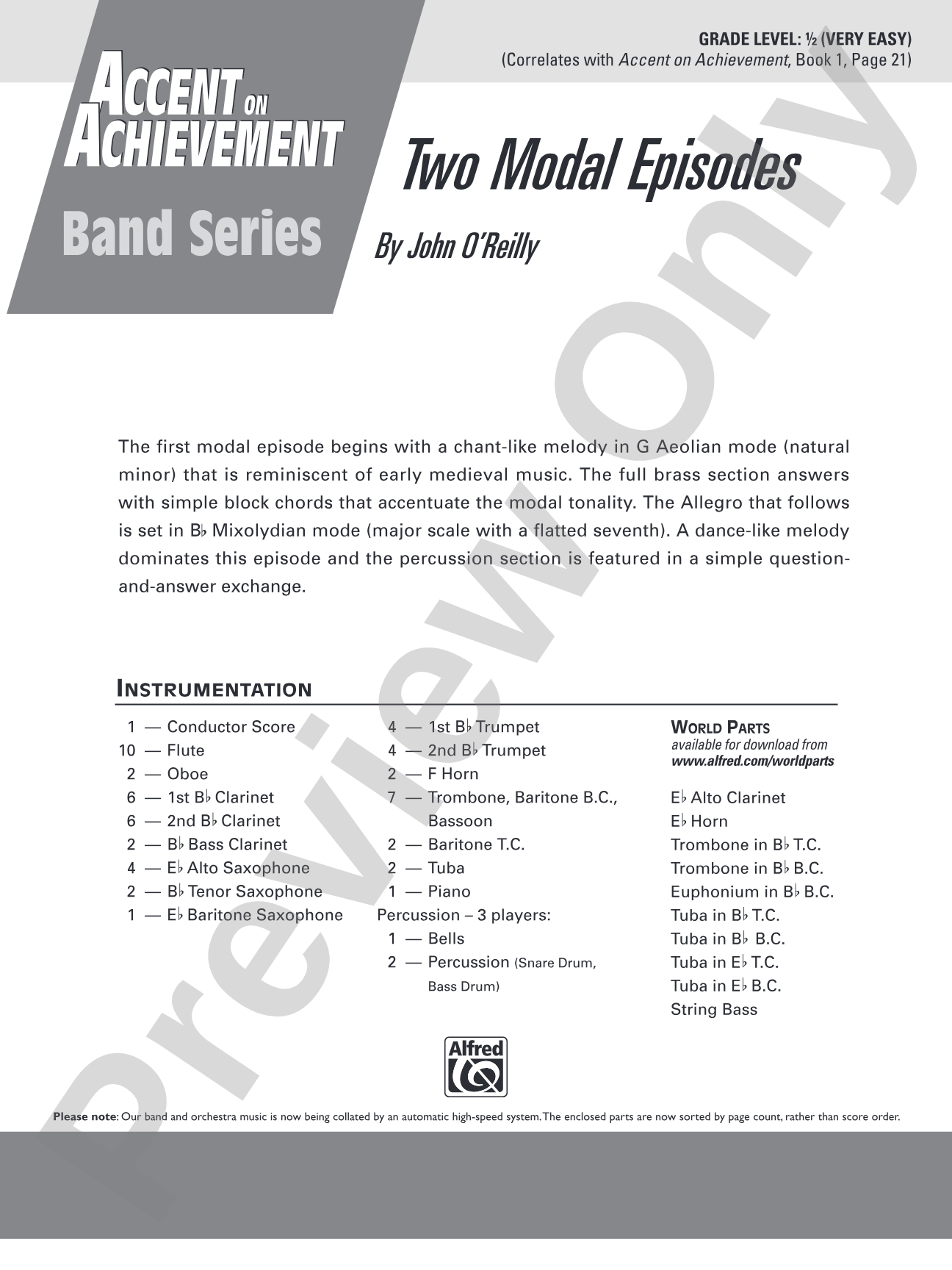 Two Modal Episodes: Concert Band Conductor Score & Parts