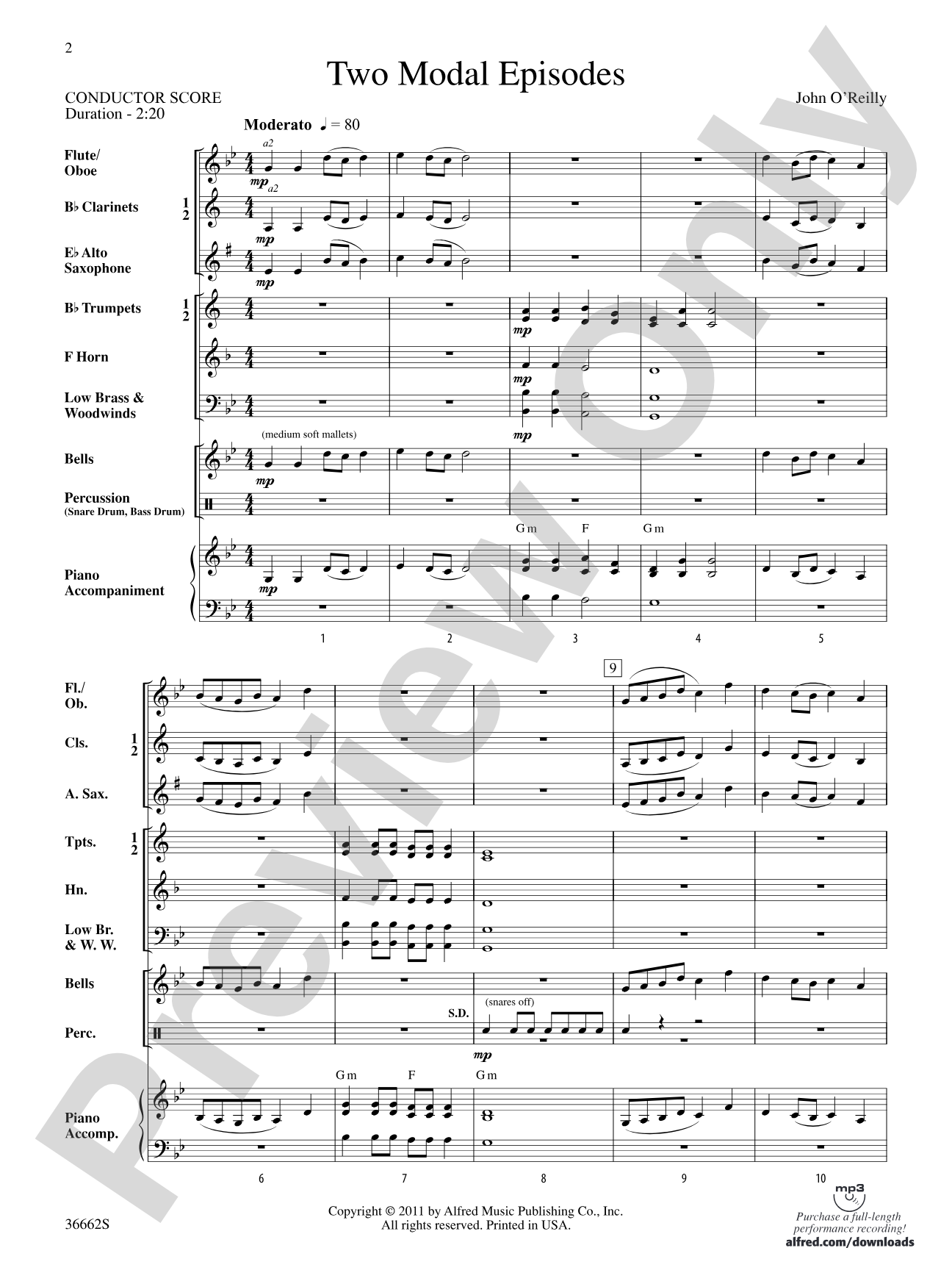 Two Modal Episodes: Concert Band Conductor Score & Parts